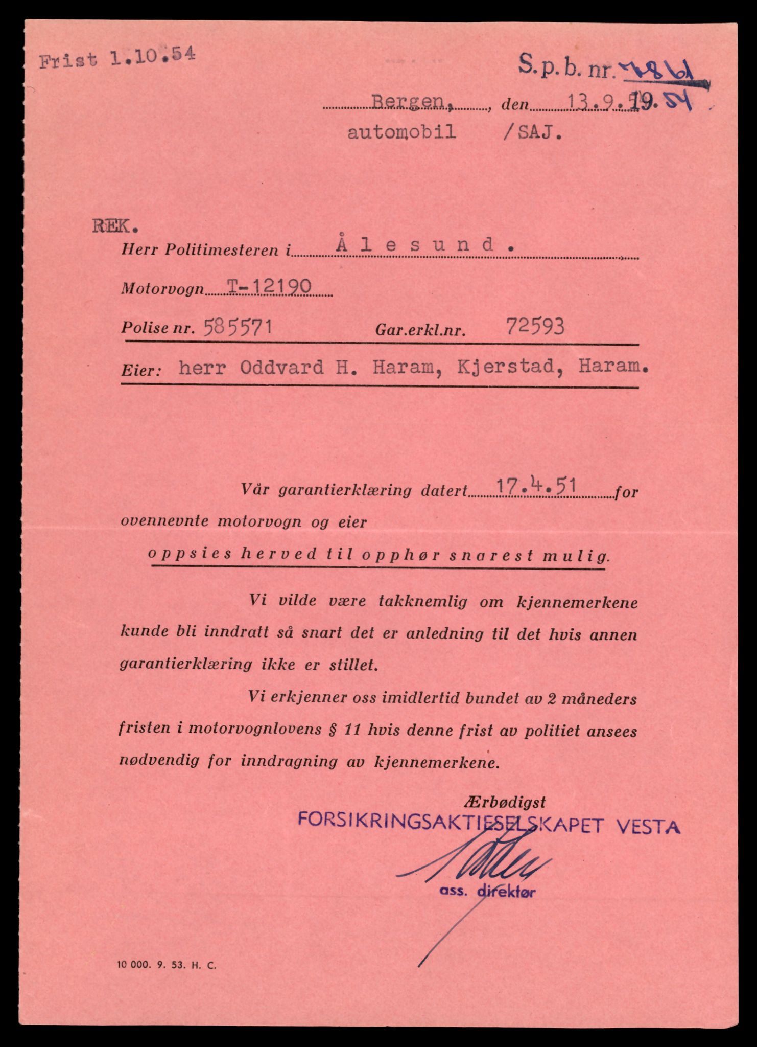 Møre og Romsdal vegkontor - Ålesund trafikkstasjon, AV/SAT-A-4099/F/Fe/L0033: Registreringskort for kjøretøy T 12151 - T 12474, 1927-1998, p. 1071