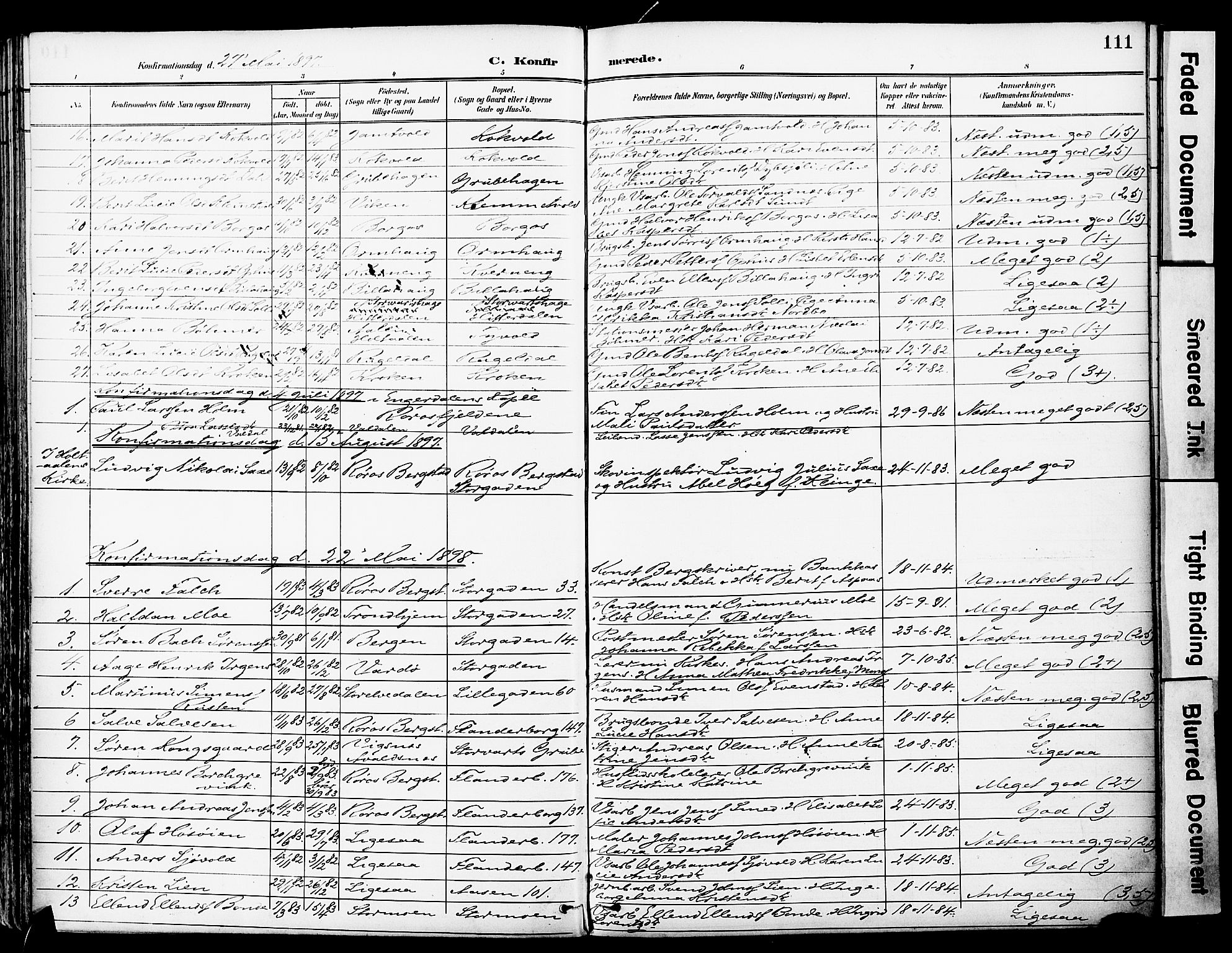 Ministerialprotokoller, klokkerbøker og fødselsregistre - Sør-Trøndelag, SAT/A-1456/681/L0935: Parish register (official) no. 681A13, 1890-1898, p. 111