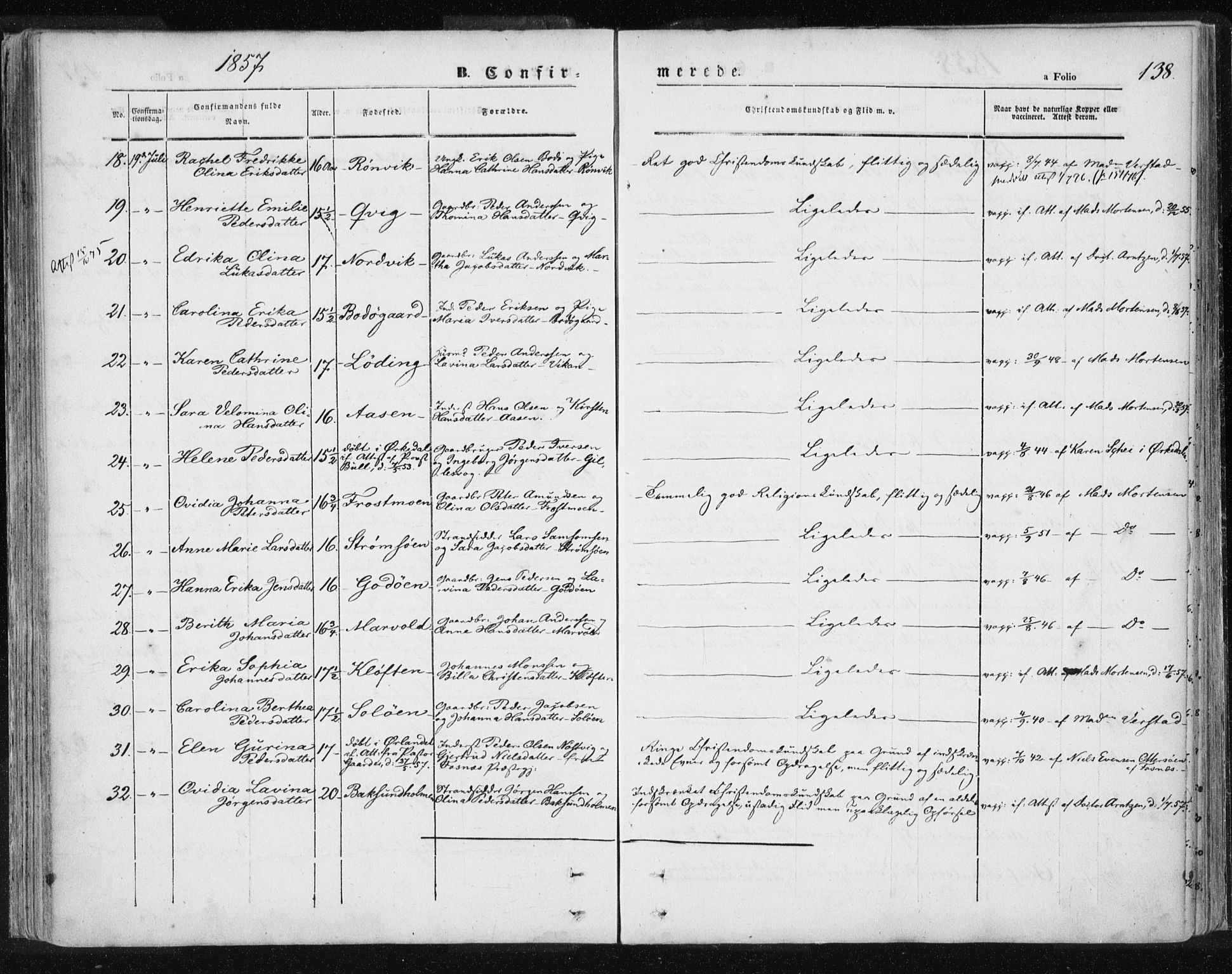 Ministerialprotokoller, klokkerbøker og fødselsregistre - Nordland, SAT/A-1459/801/L0007: Parish register (official) no. 801A07, 1845-1863, p. 138