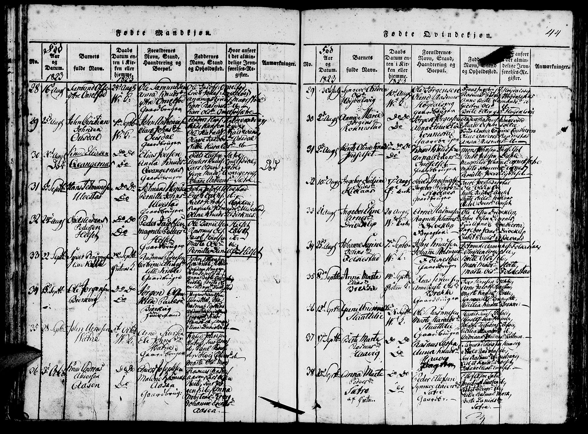 Ministerialprotokoller, klokkerbøker og fødselsregistre - Møre og Romsdal, AV/SAT-A-1454/511/L0138: Parish register (official) no. 511A05, 1817-1832, p. 44