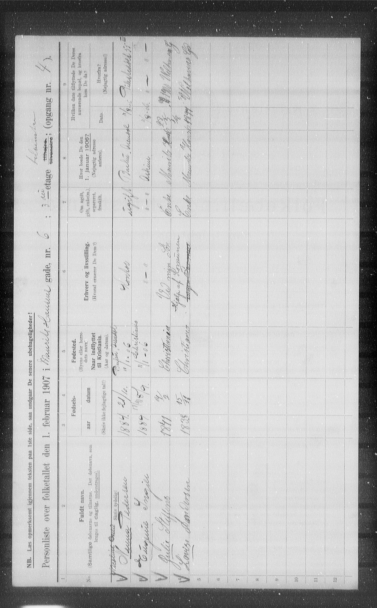 OBA, Municipal Census 1907 for Kristiania, 1907, p. 33150