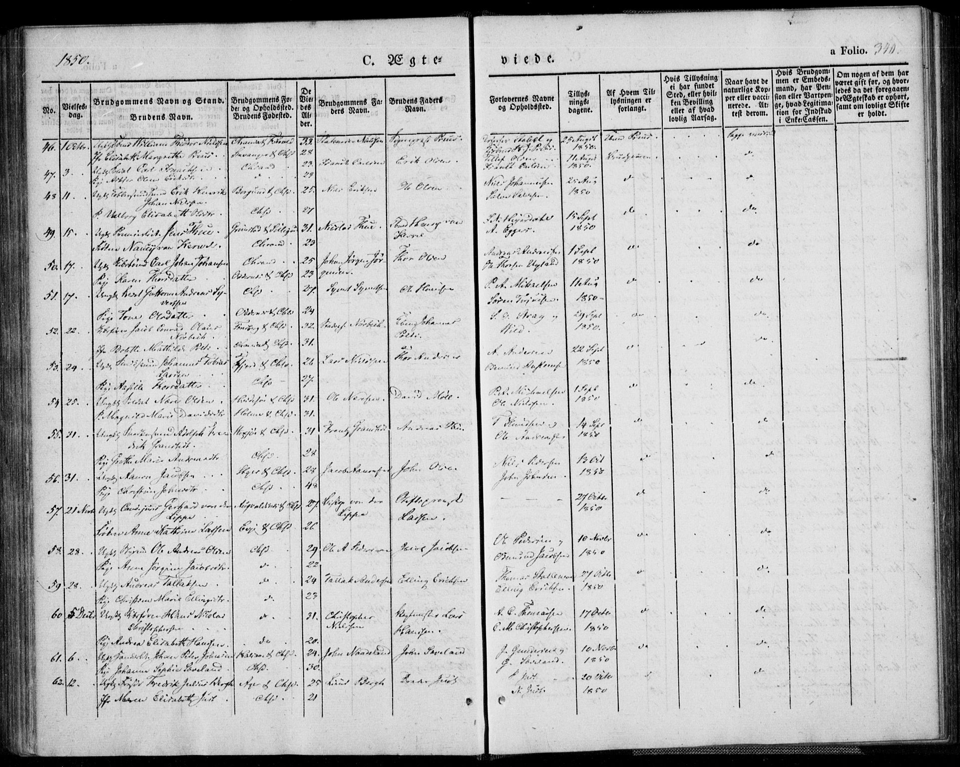 Kristiansand domprosti, AV/SAK-1112-0006/F/Fa/L0013: Parish register (official) no. A 13, 1842-1851, p. 340