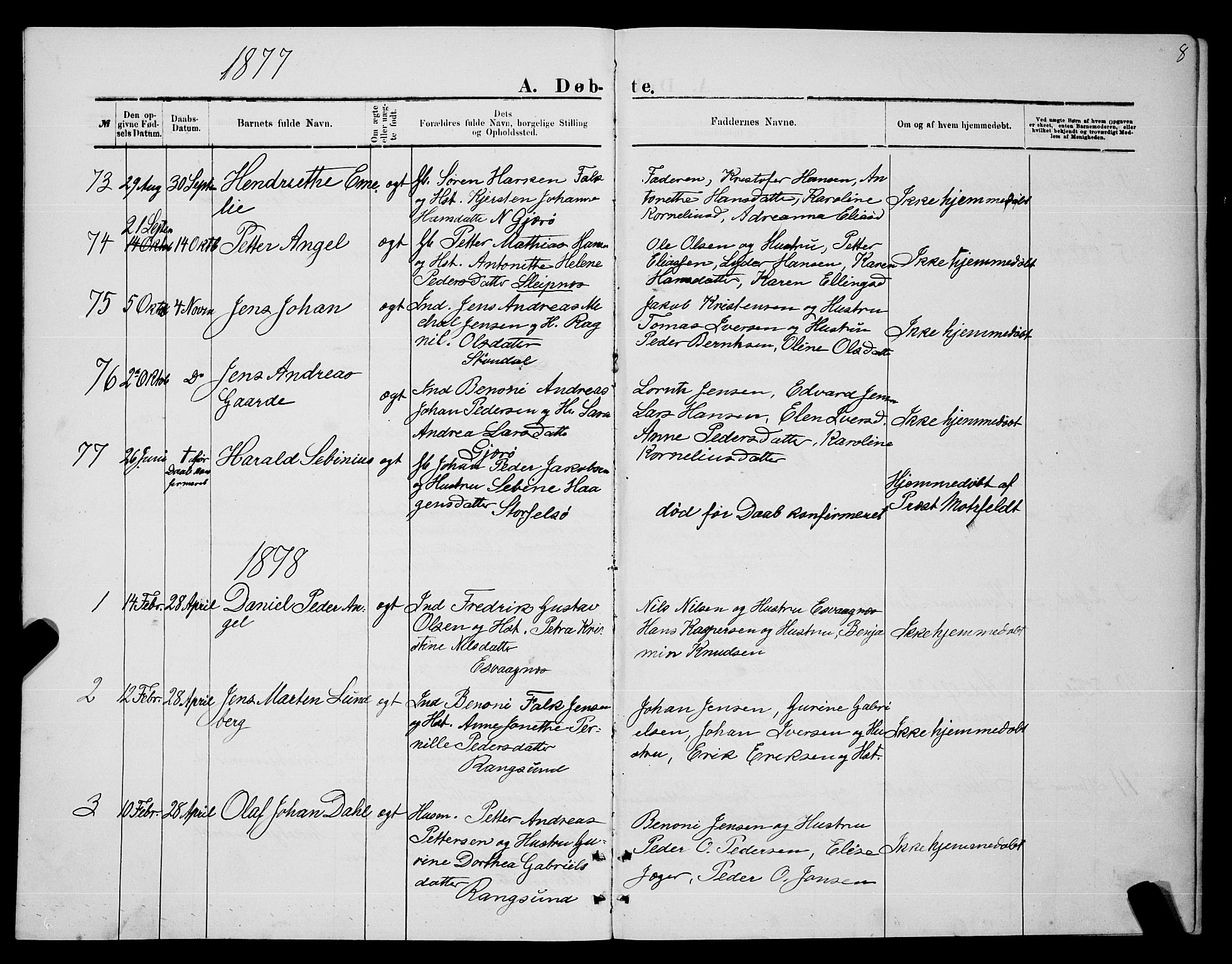 Ministerialprotokoller, klokkerbøker og fødselsregistre - Nordland, SAT/A-1459/841/L0620: Parish register (copy) no. 841C04, 1877-1896, p. 8