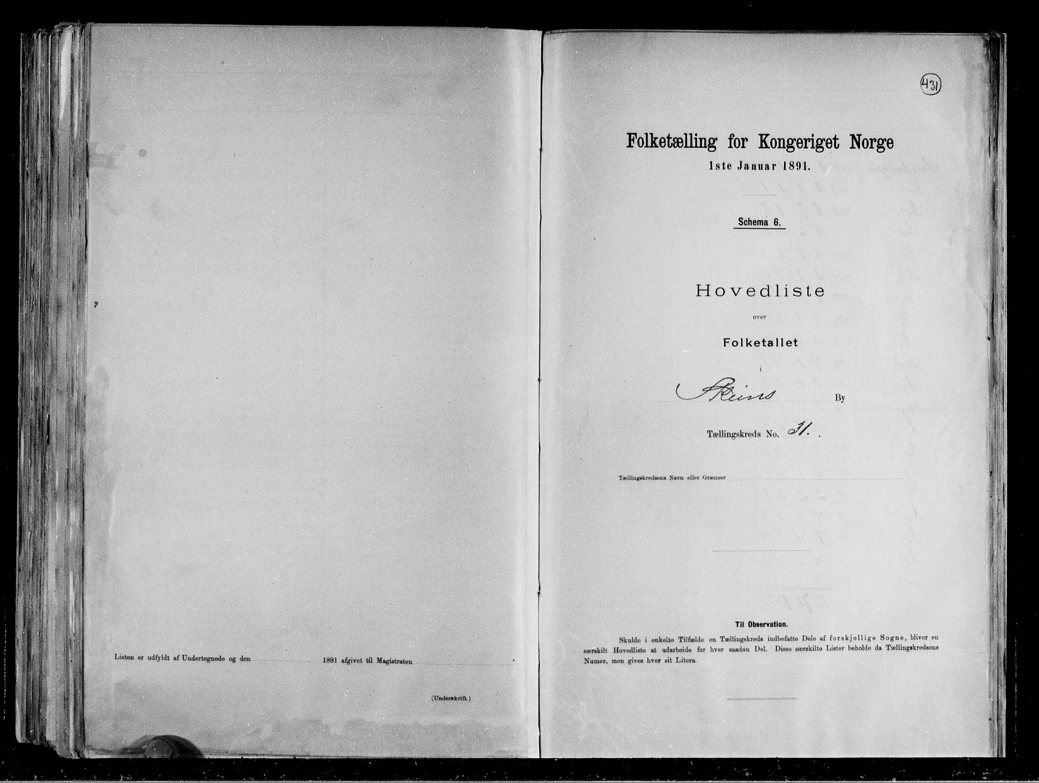 RA, 1891 census for 0806 Skien, 1891, p. 69