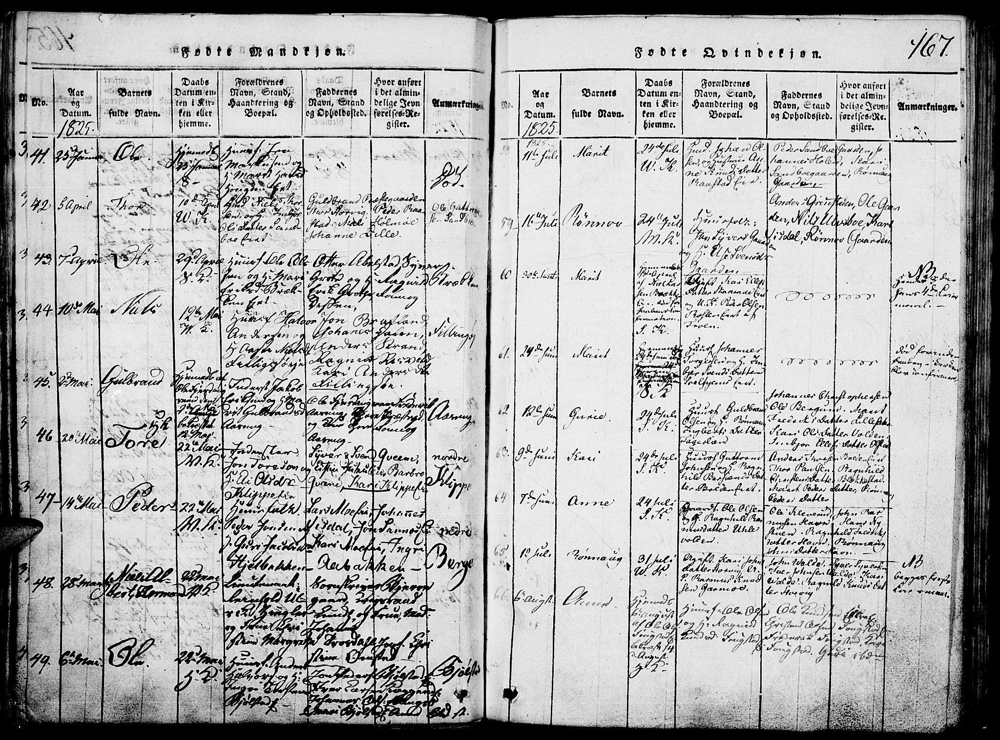 Vågå prestekontor, SAH/PREST-076/H/Ha/Hab/L0001: Parish register (copy) no. 1, 1815-1827, p. 166-167