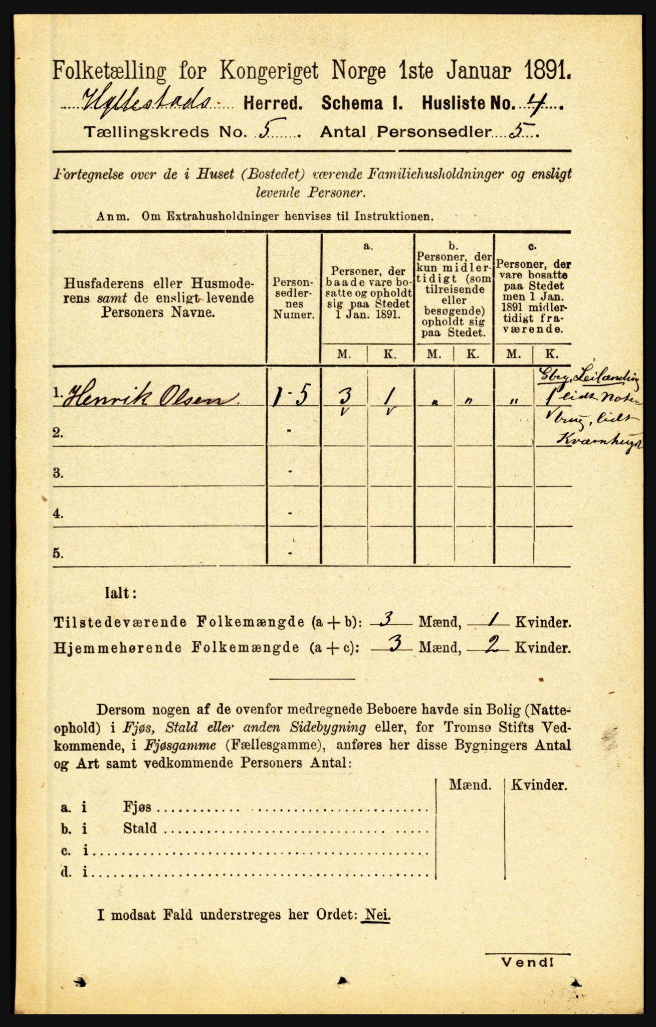 RA, 1891 census for 1413 Hyllestad, 1891, p. 779