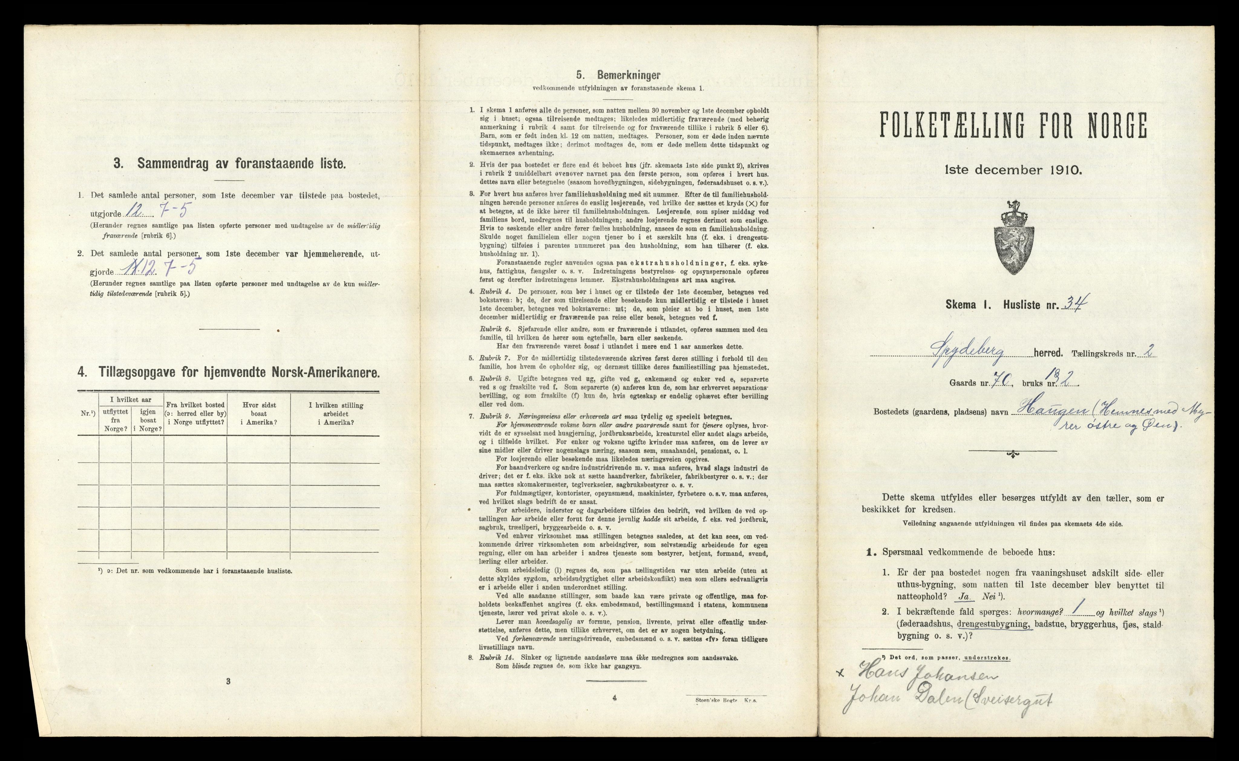 RA, 1910 census for Spydeberg, 1910, p. 219