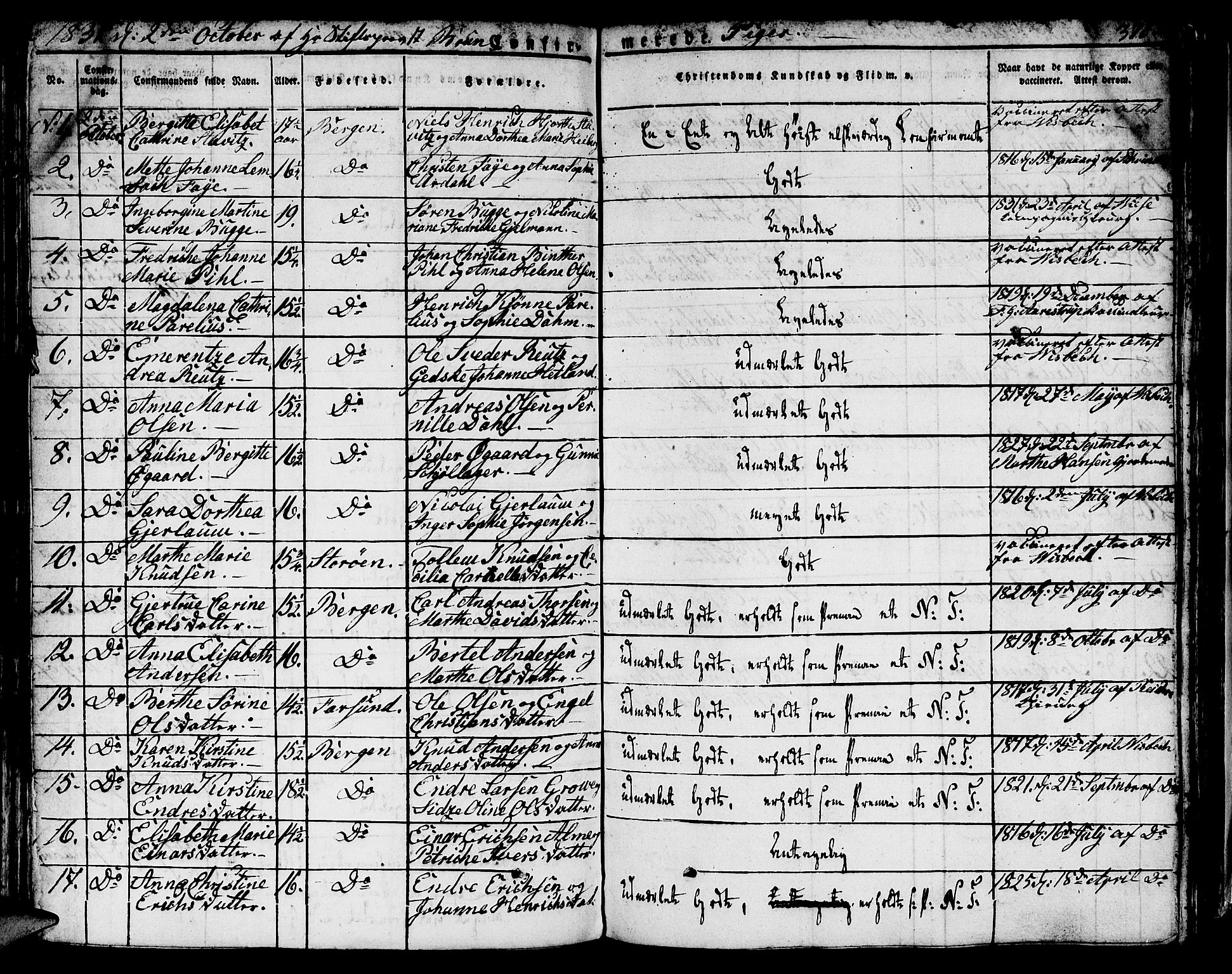 Domkirken sokneprestembete, AV/SAB-A-74801/H/Hab/L0002: Parish register (copy) no. A 2, 1821-1839, p. 378