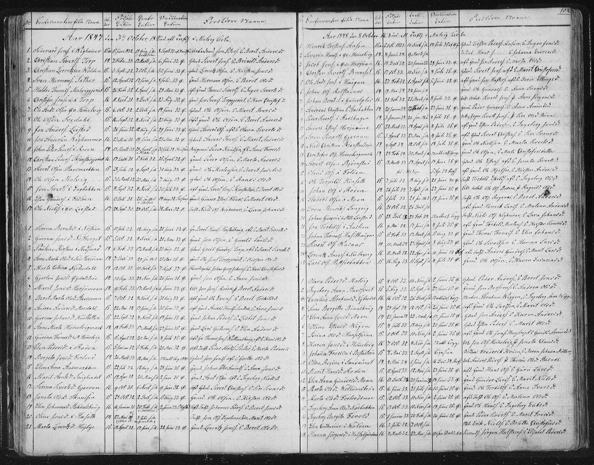Ministerialprotokoller, klokkerbøker og fødselsregistre - Sør-Trøndelag, AV/SAT-A-1456/616/L0406: Parish register (official) no. 616A03, 1843-1879, p. 104