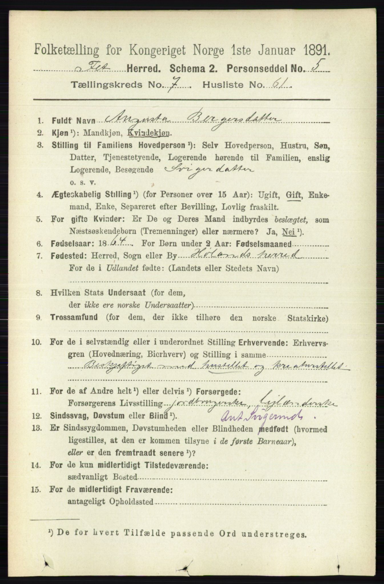 RA, 1891 census for 0227 Fet, 1891, p. 2791