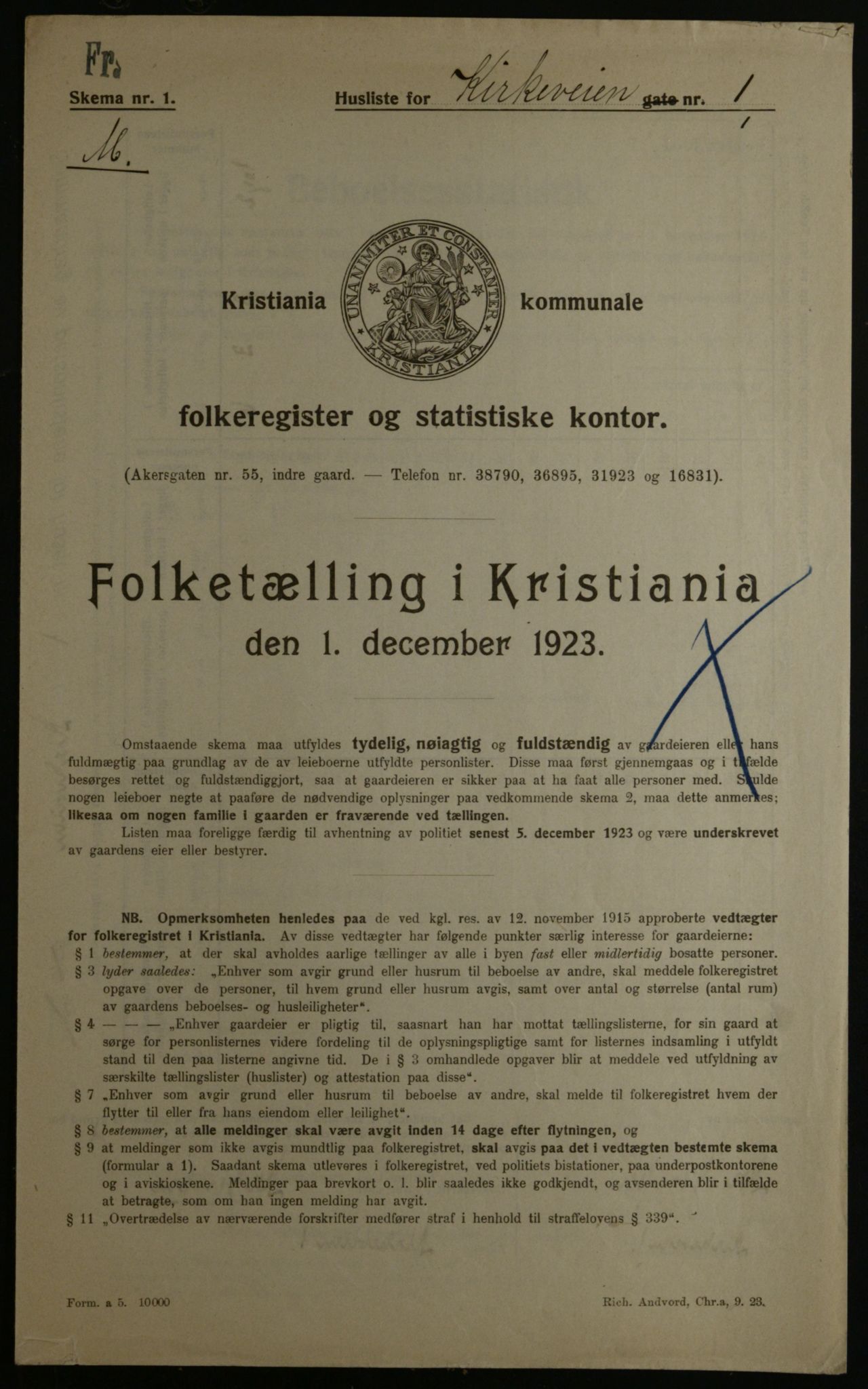 OBA, Municipal Census 1923 for Kristiania, 1923, p. 56598