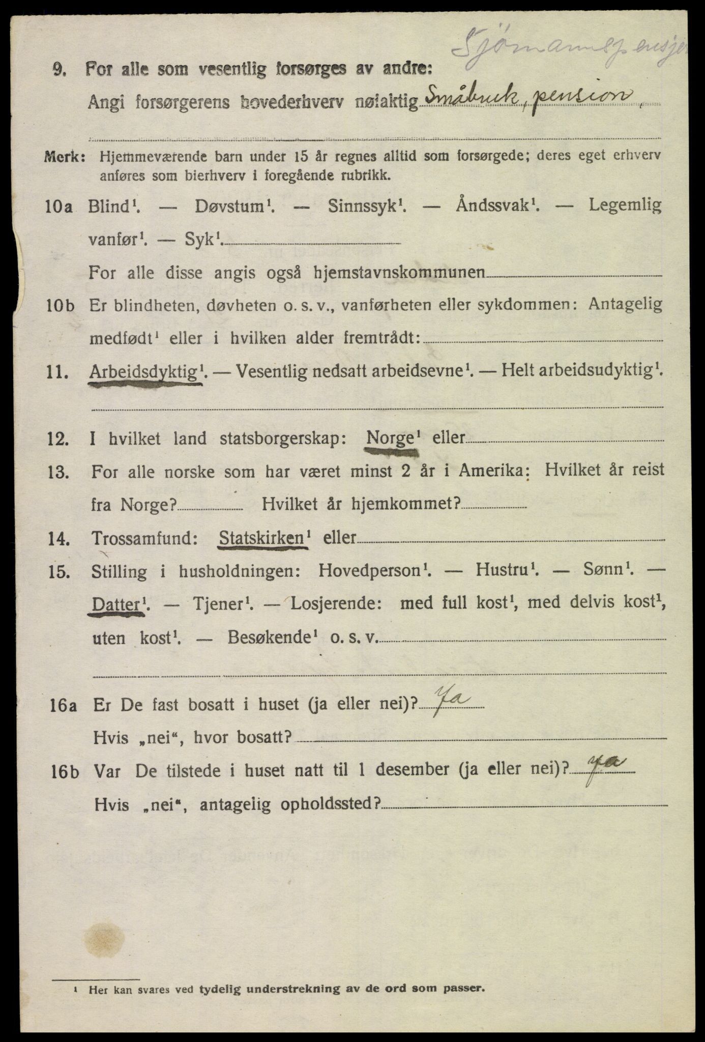 SAK, 1920 census for Hidra, 1920, p. 3513