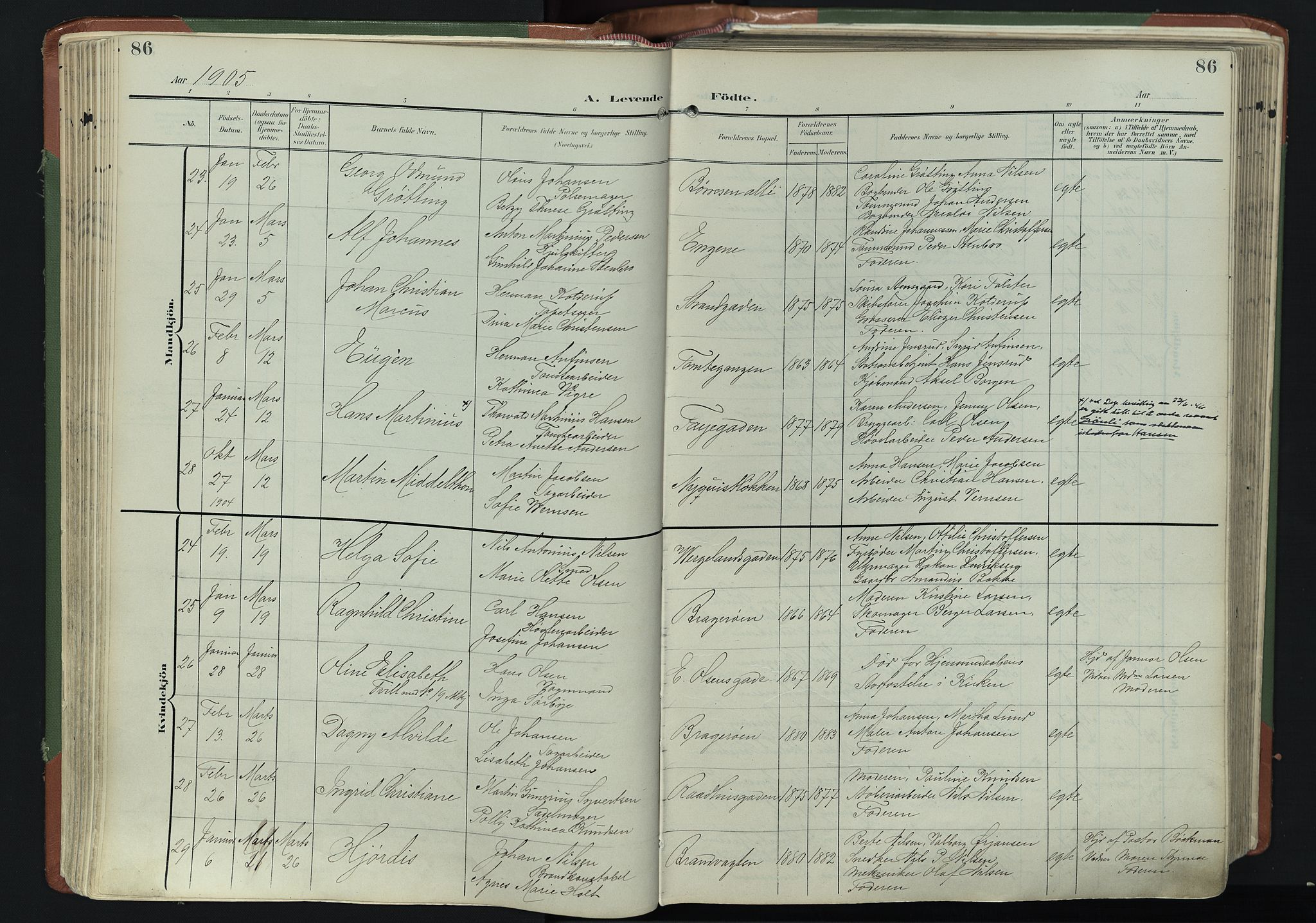 Bragernes kirkebøker, SAKO/A-6/F/Fb/L0009: Parish register (official) no. II 9, 1902-1911, p. 86