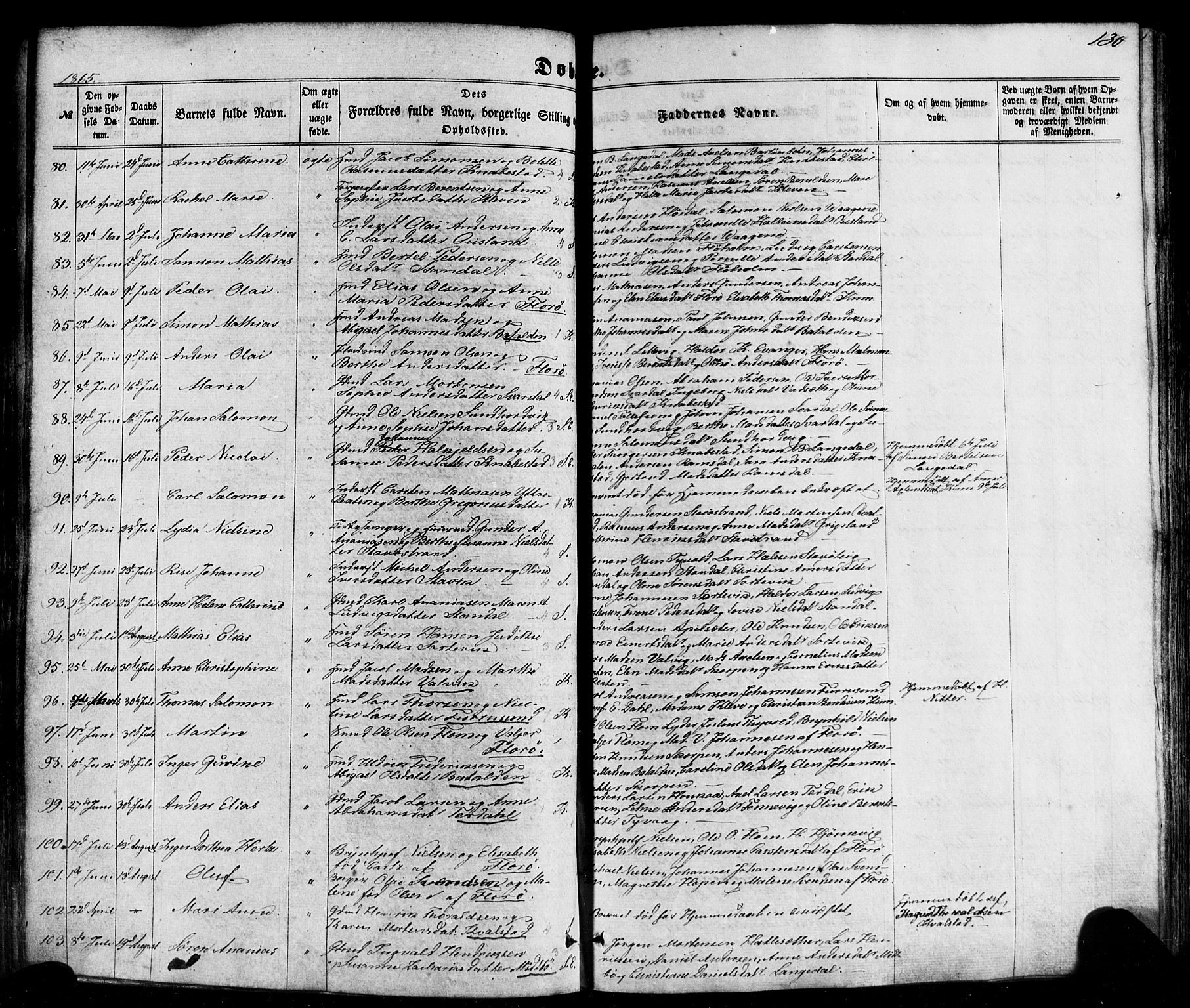 Kinn sokneprestembete, SAB/A-80801/H/Haa/Haaa/L0006: Parish register (official) no. A 6, 1857-1885, p. 130