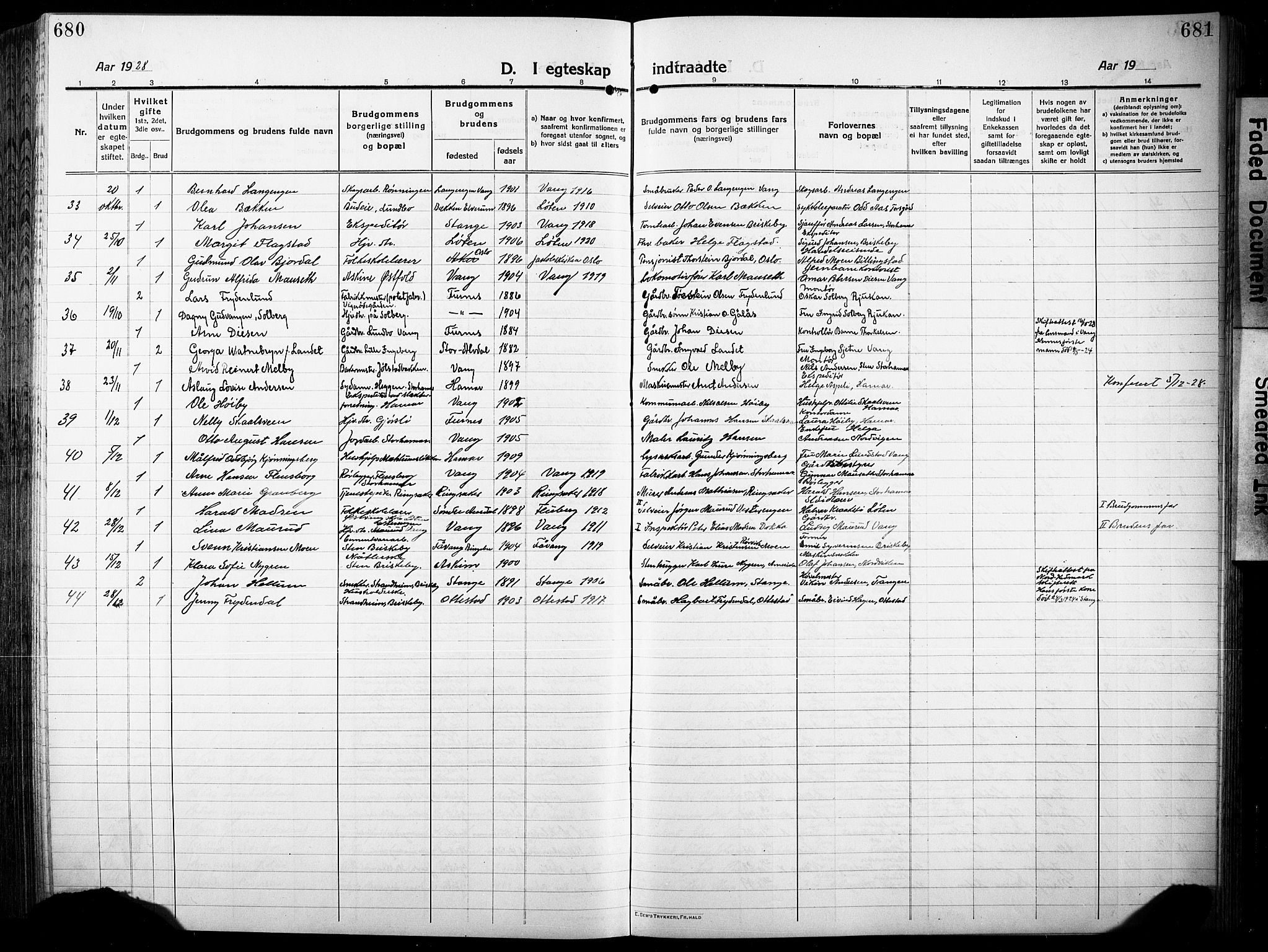 Vang prestekontor, Hedmark, AV/SAH-PREST-008/H/Ha/Hab/L0015: Parish register (copy) no. 15, 1915-1933, p. 680-681