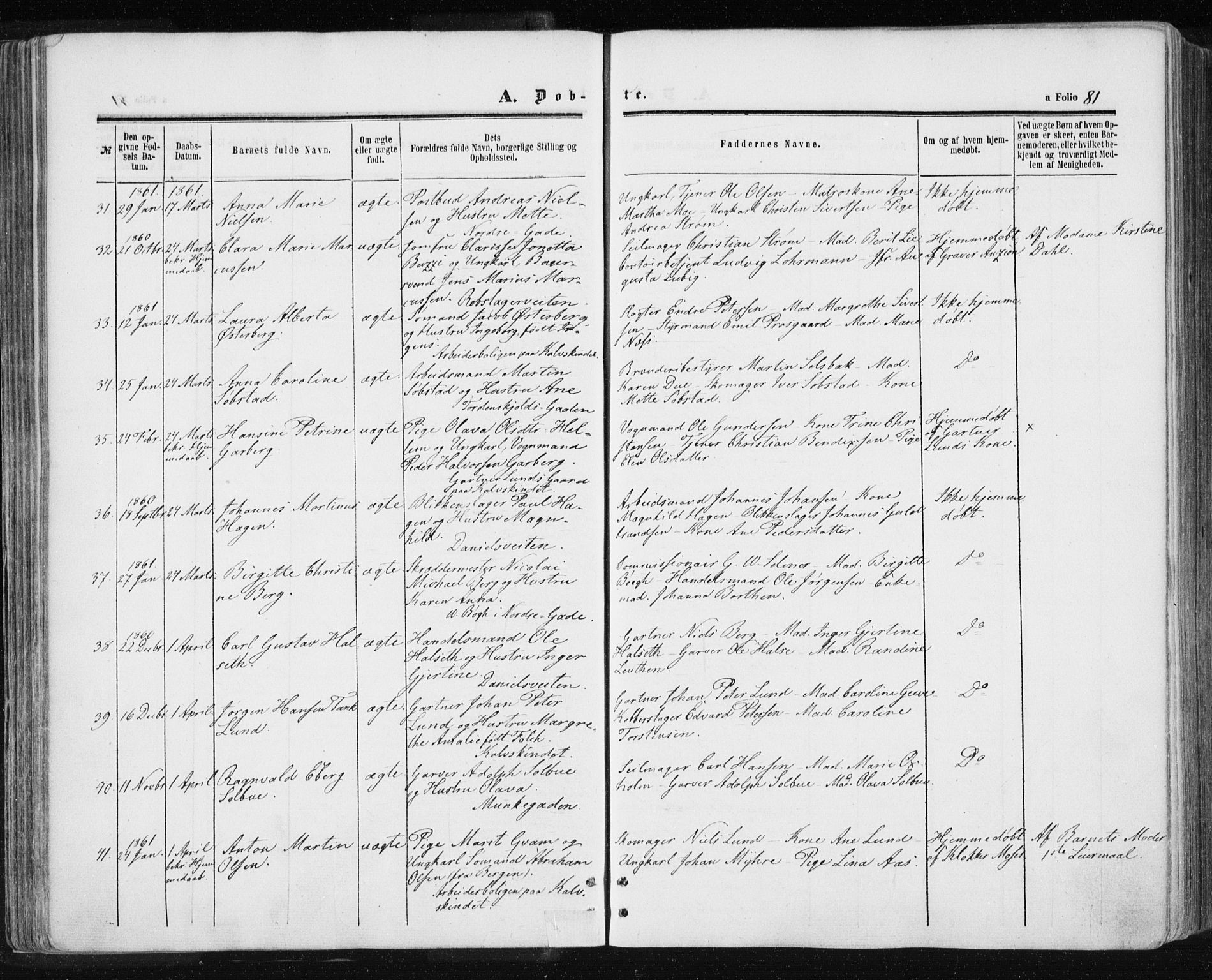 Ministerialprotokoller, klokkerbøker og fødselsregistre - Sør-Trøndelag, AV/SAT-A-1456/601/L0053: Parish register (official) no. 601A21, 1857-1865, p. 81