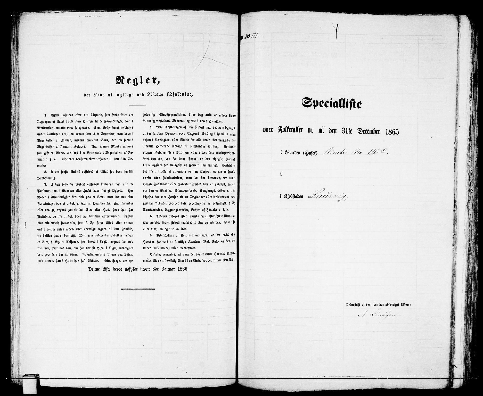 RA, 1865 census for Larvik, 1865, p. 255