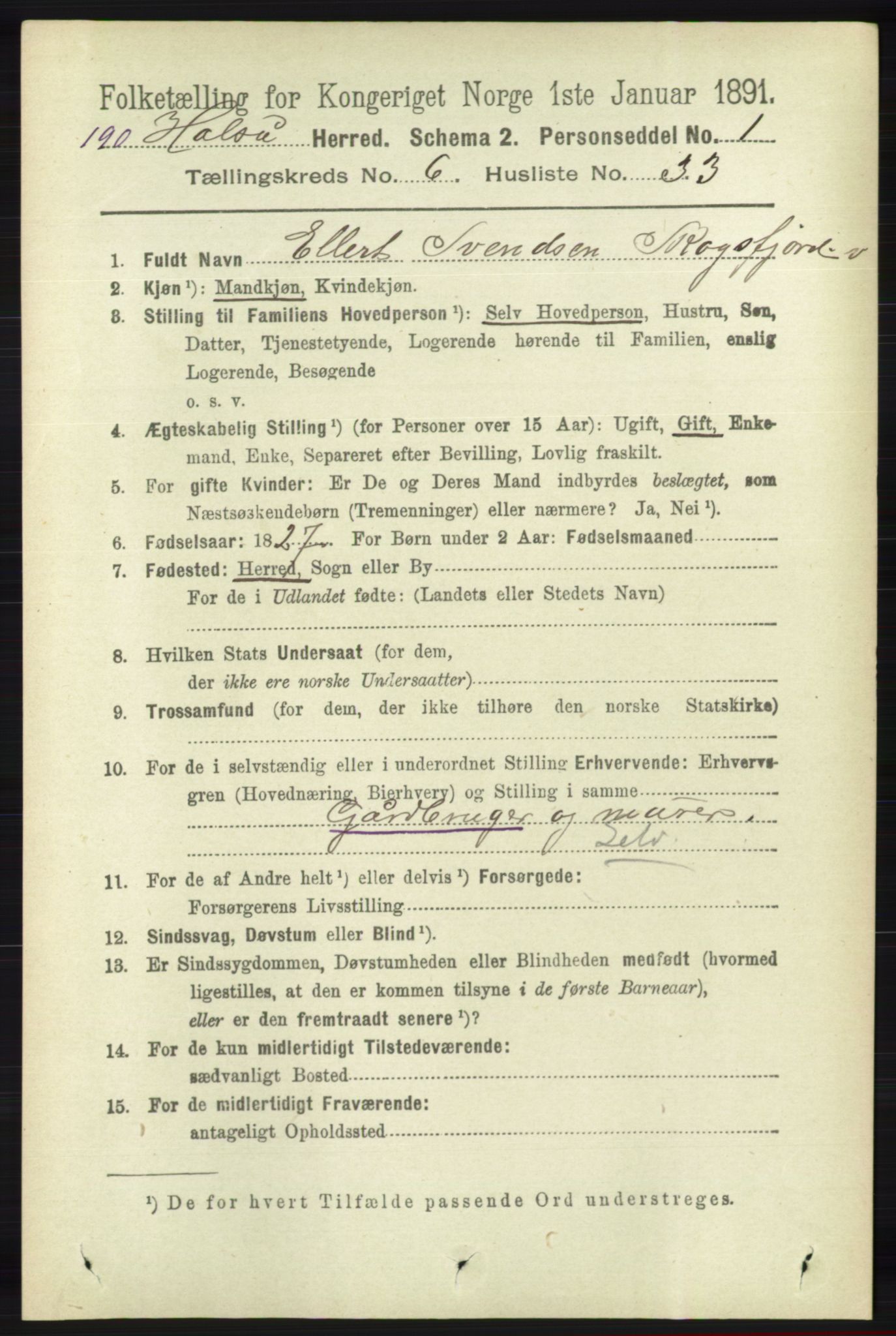 RA, 1891 census for 1019 Halse og Harkmark, 1891, p. 2545