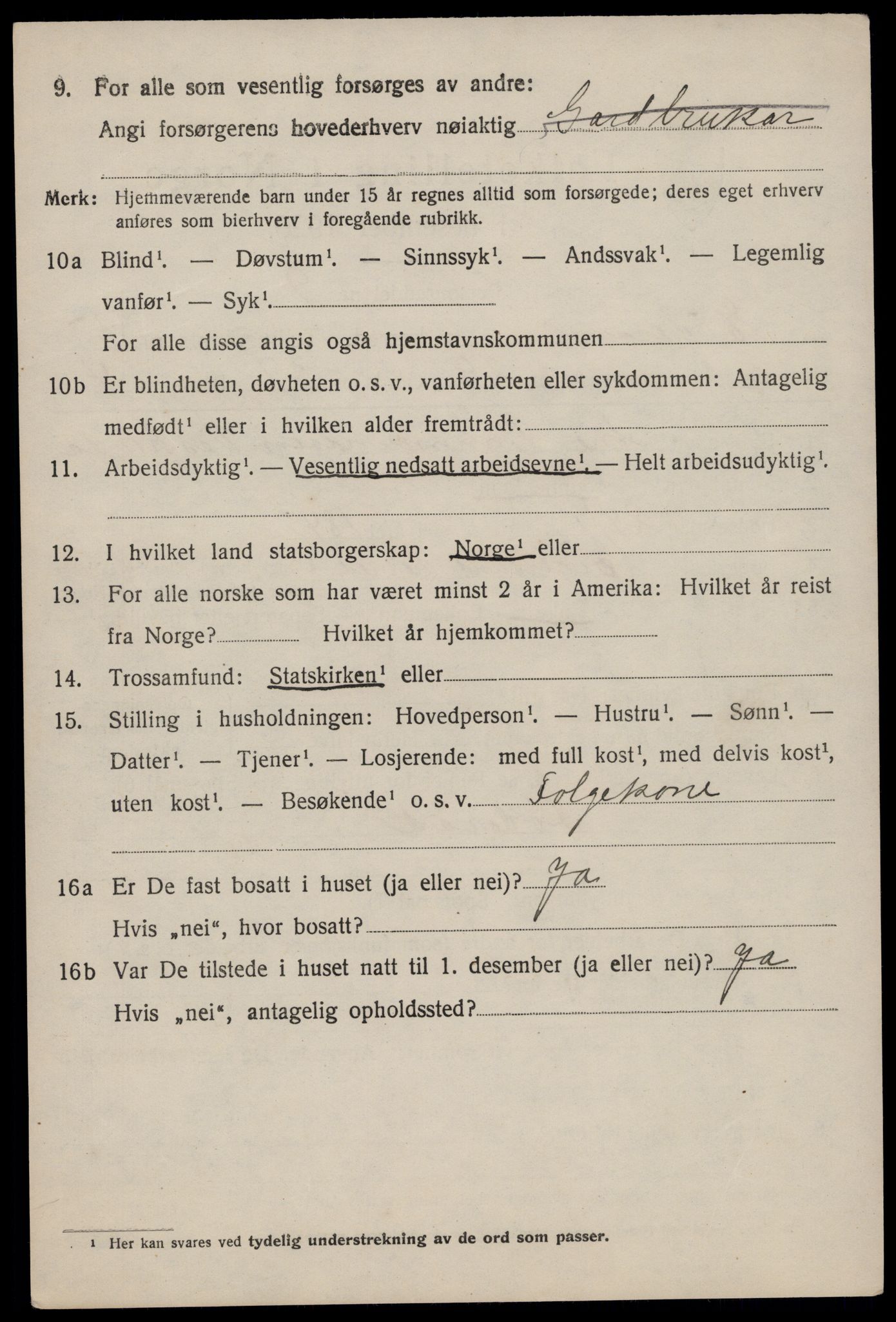 SAST, 1920 census for Eigersund, 1920, p. 3872