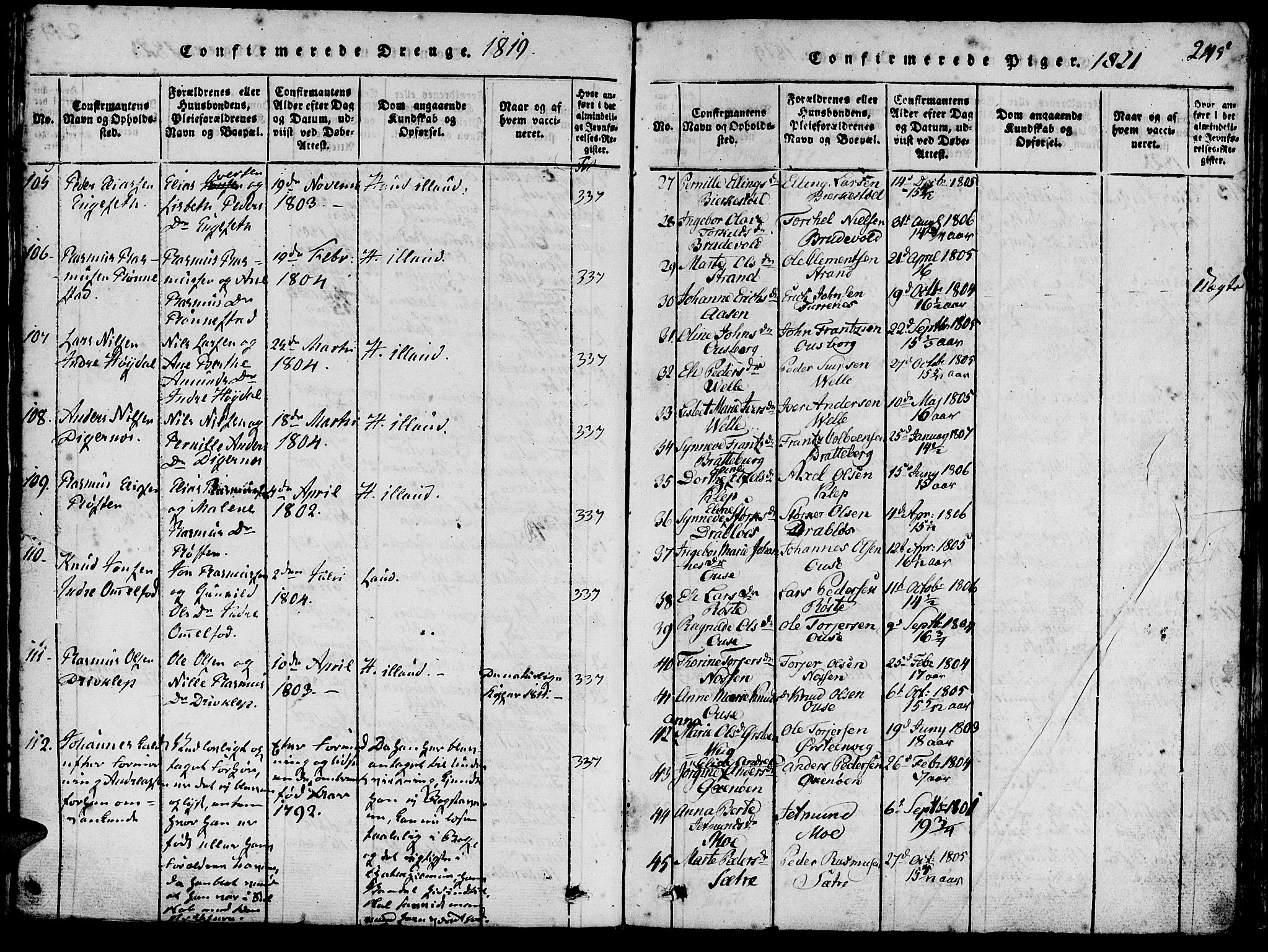 Ministerialprotokoller, klokkerbøker og fødselsregistre - Møre og Romsdal, AV/SAT-A-1454/511/L0138: Parish register (official) no. 511A05, 1817-1832, p. 245