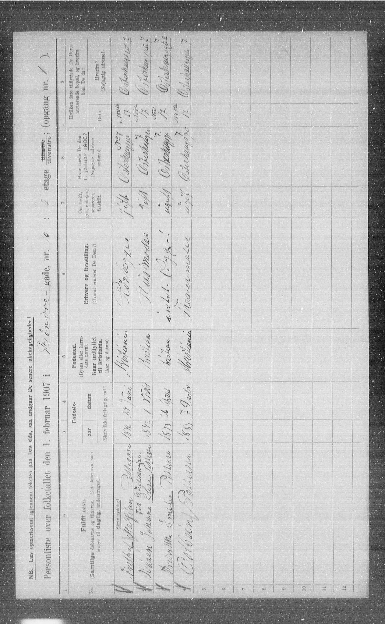 OBA, Municipal Census 1907 for Kristiania, 1907, p. 54123