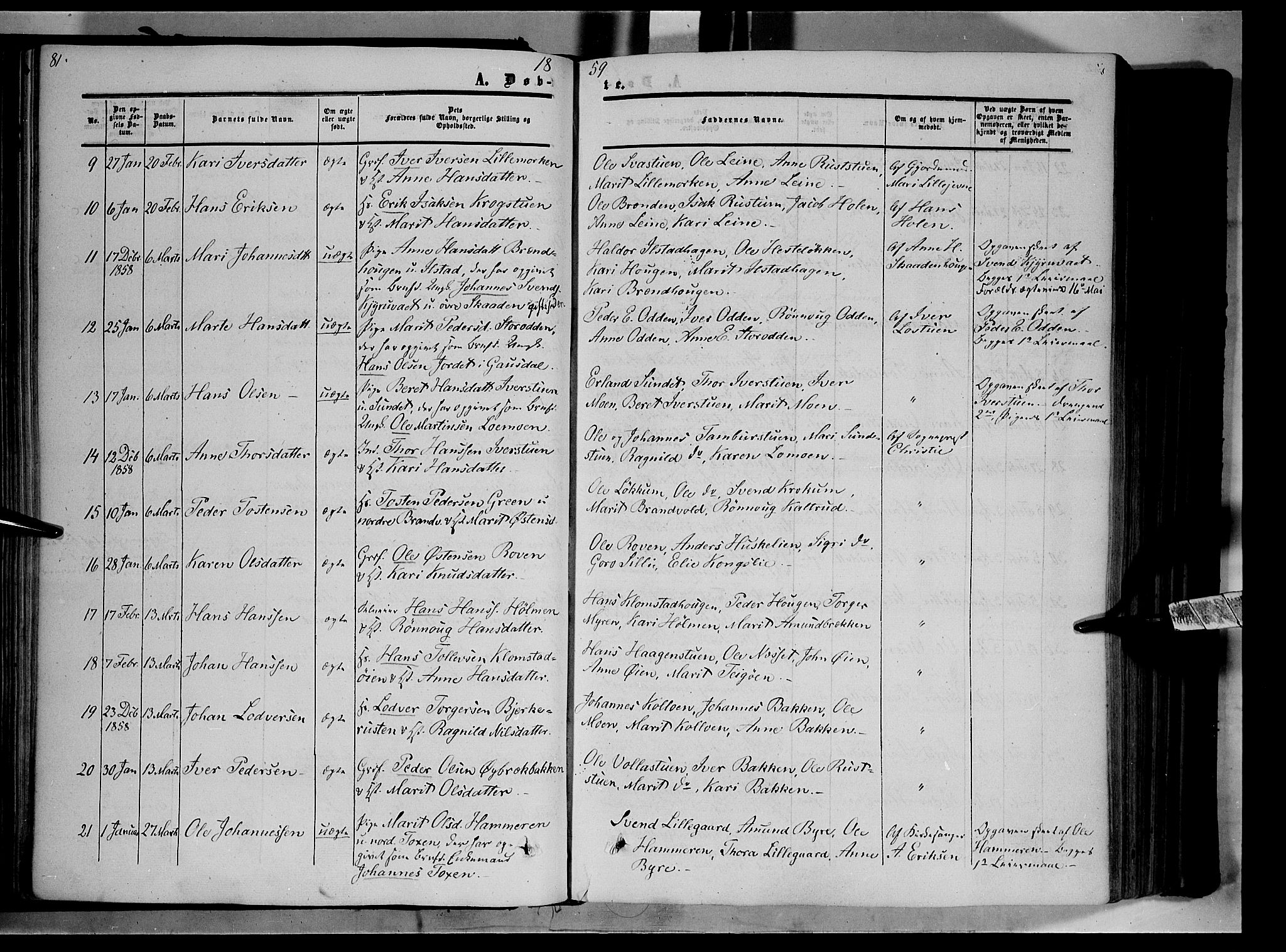 Nord-Fron prestekontor, AV/SAH-PREST-080/H/Ha/Haa/L0001: Parish register (official) no. 1, 1851-1864, p. 81