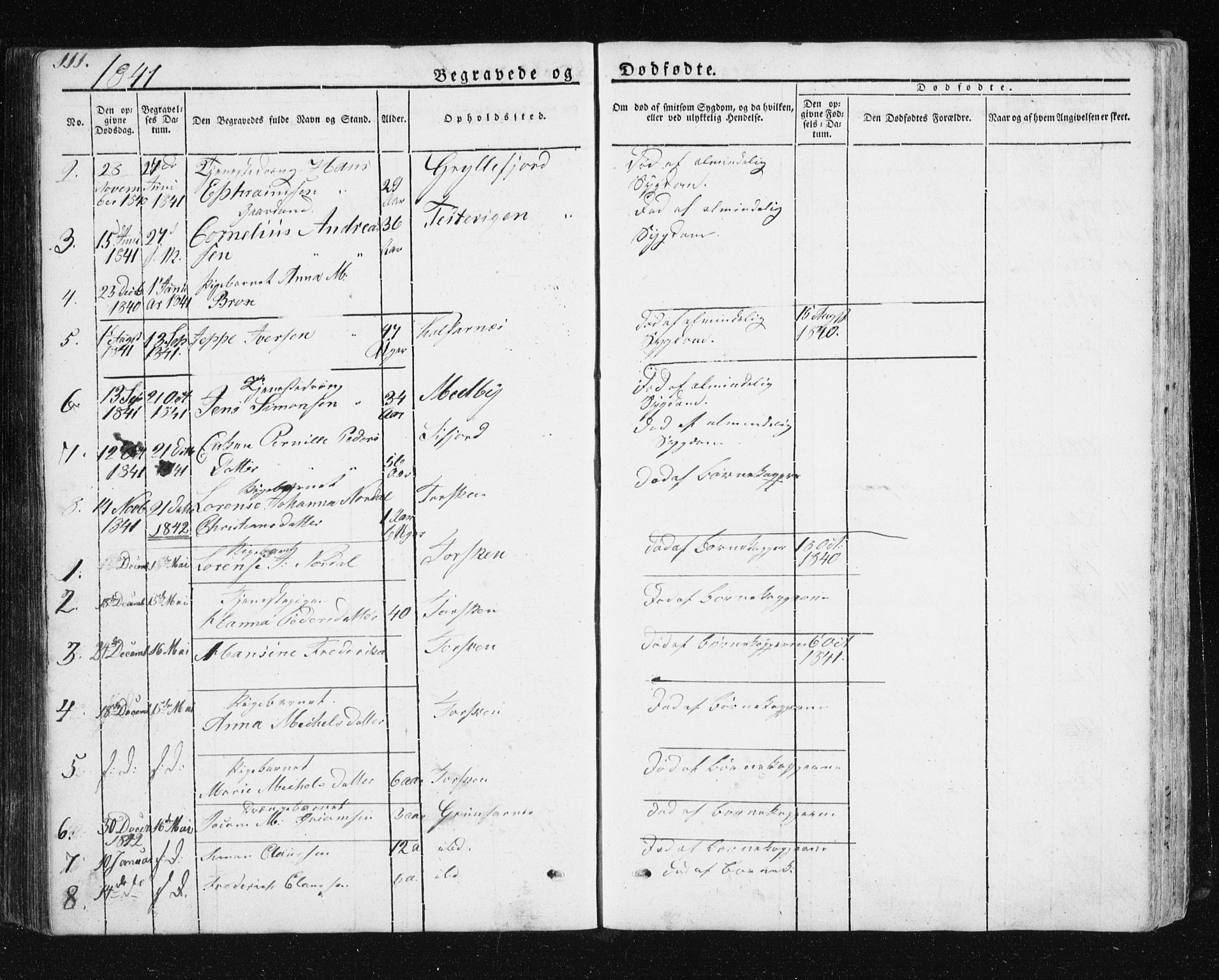 Berg sokneprestkontor, SATØ/S-1318/G/Ga/Gab/L0011klokker: Parish register (copy) no. 11, 1833-1878, p. 111