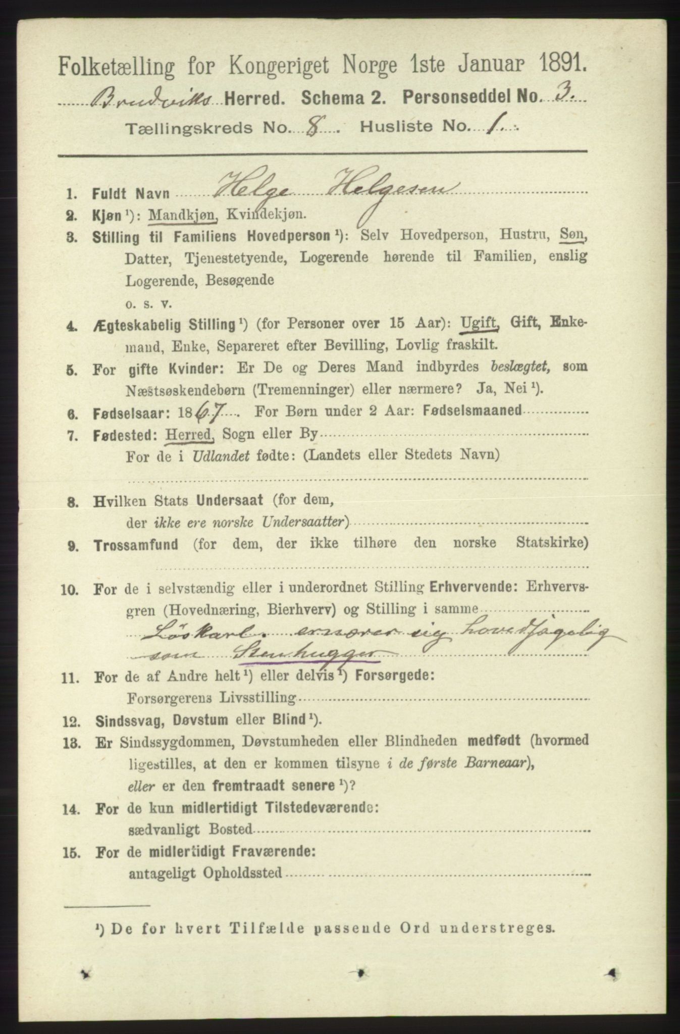 RA, 1891 census for 1251 Bruvik, 1891, p. 2893