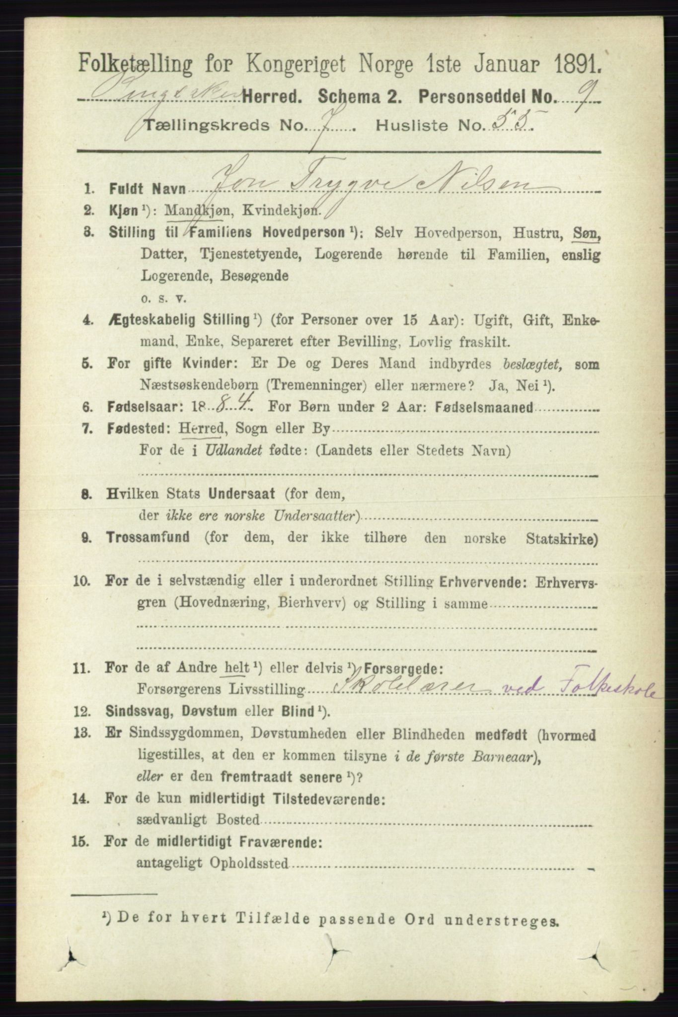 RA, 1891 census for 0412 Ringsaker, 1891, p. 4263