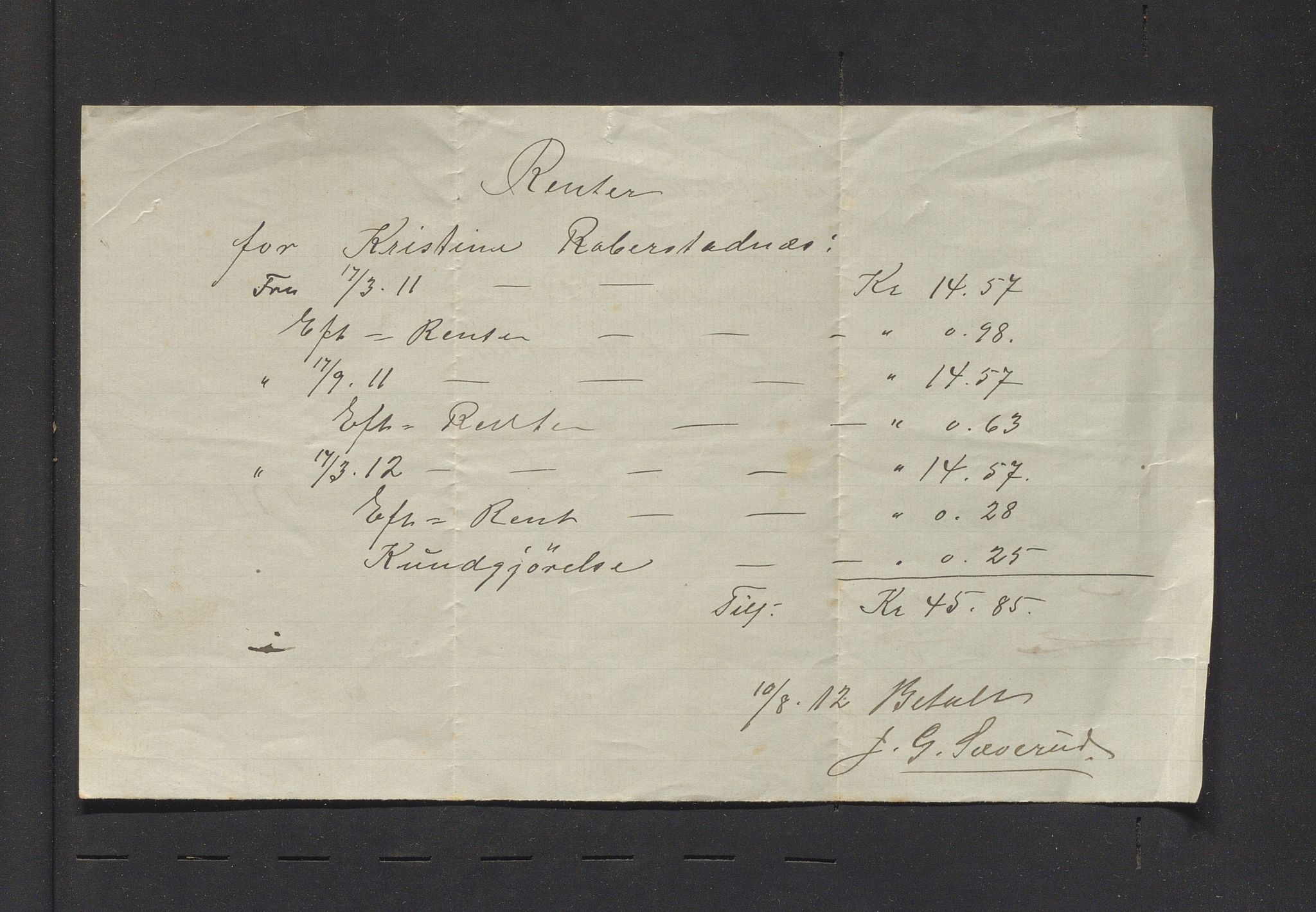 Bremnes kommune. Fattigkassen. Bremnes sokn / kommune, IKAH/1220-121.2/R/Ra/L0001/0003: Årsrekneskap for Bremnes fattigkasse / Bilag 100 – 196, 1912