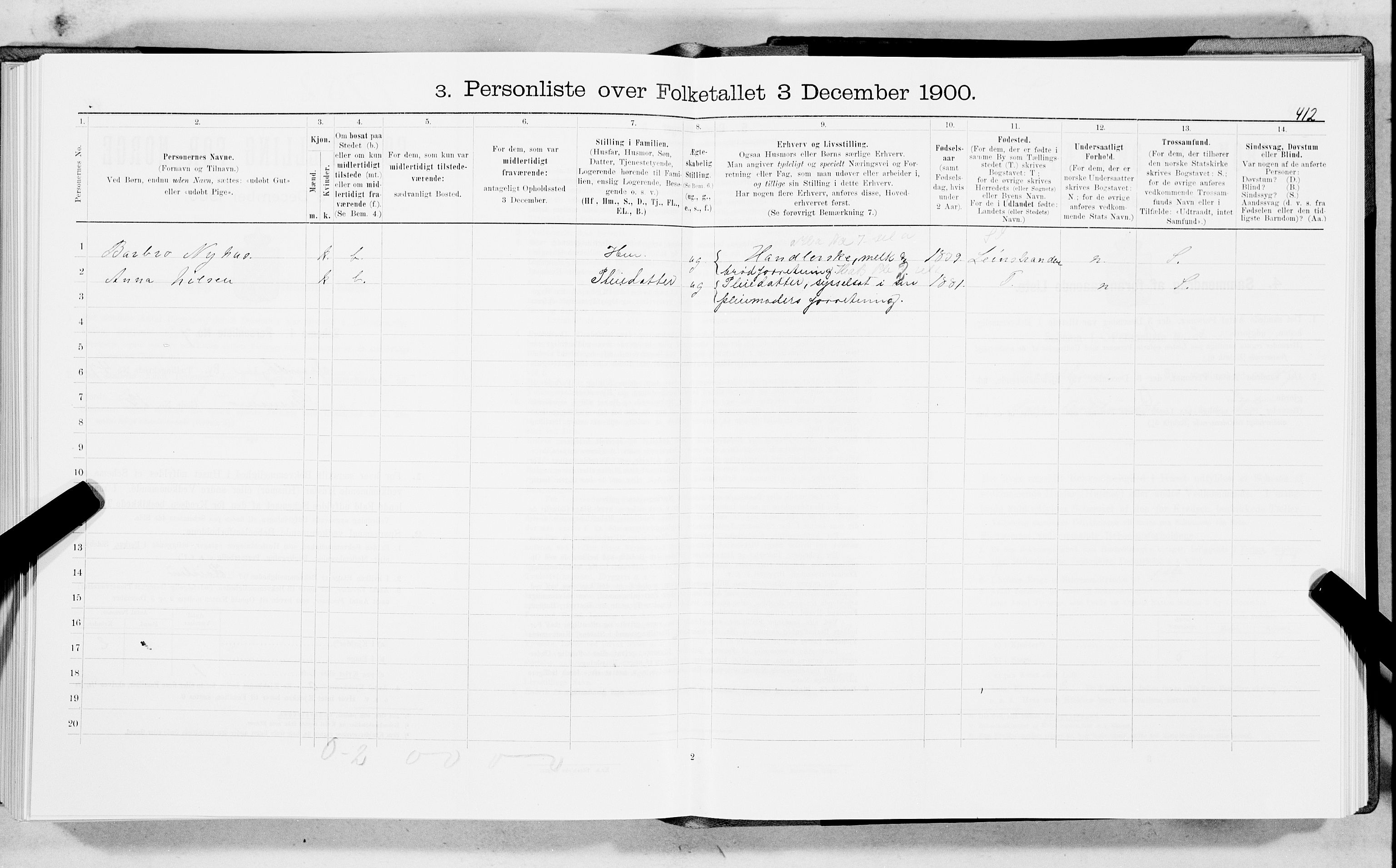 SAT, 1900 census for Trondheim, 1900, p. 7715