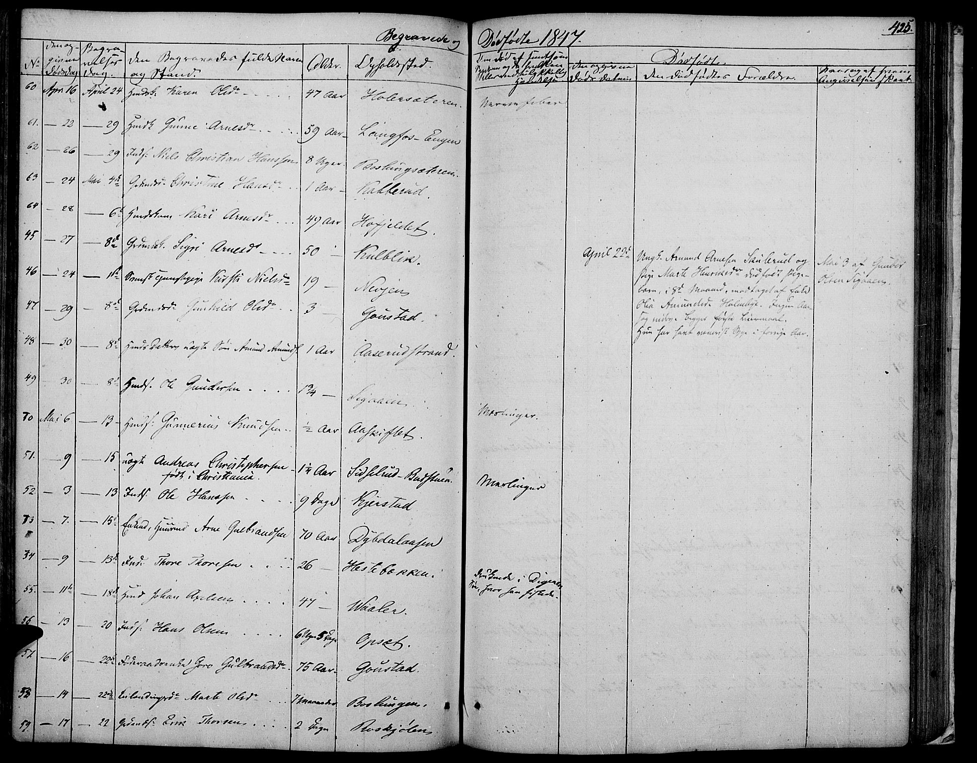 Vinger prestekontor, SAH/PREST-024/H/Ha/Haa/L0008: Parish register (official) no. 8, 1839-1847, p. 425