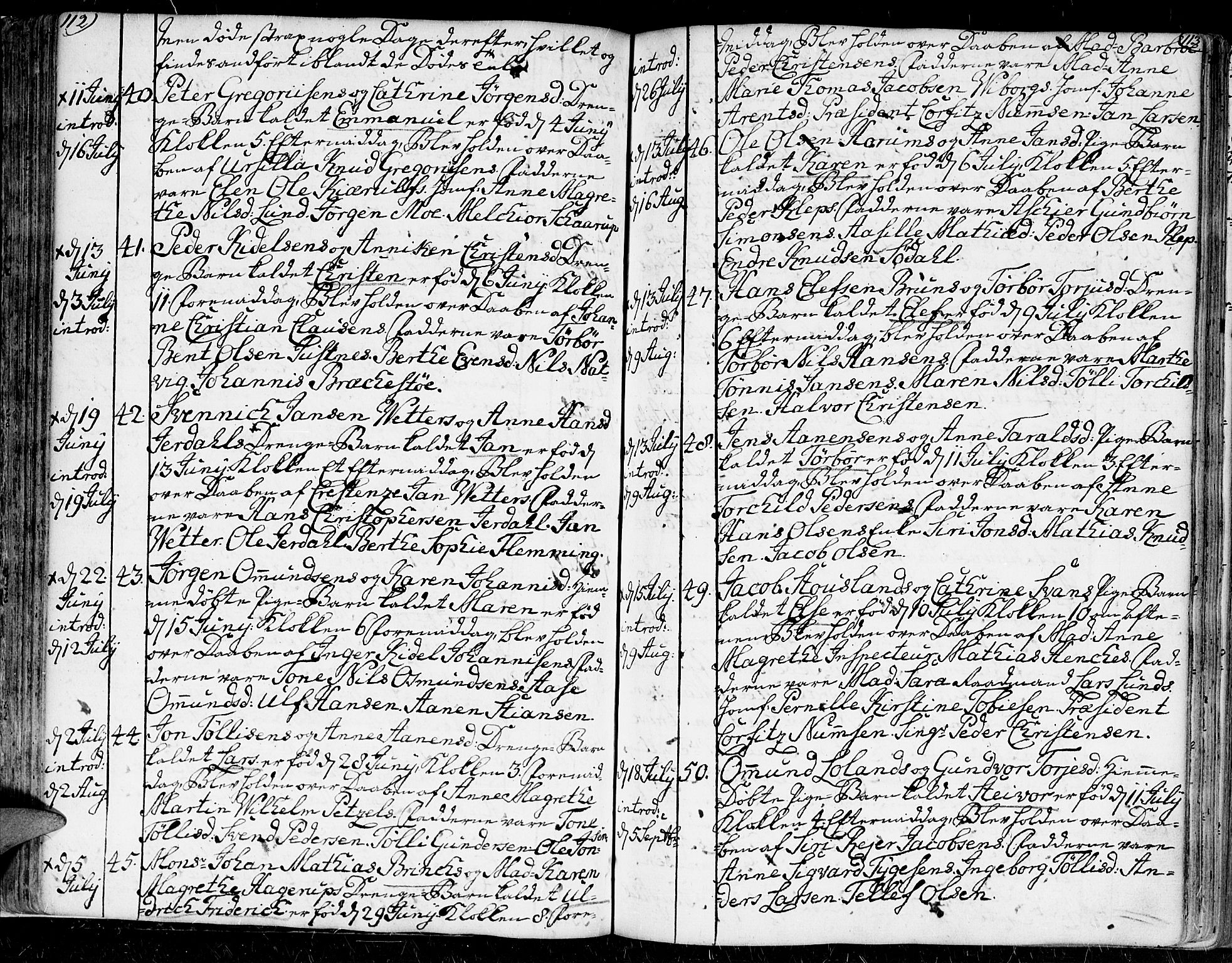 Kristiansand domprosti, AV/SAK-1112-0006/F/Fa/L0002: Parish register (official) no. A 2, 1755-1778, p. 112-113