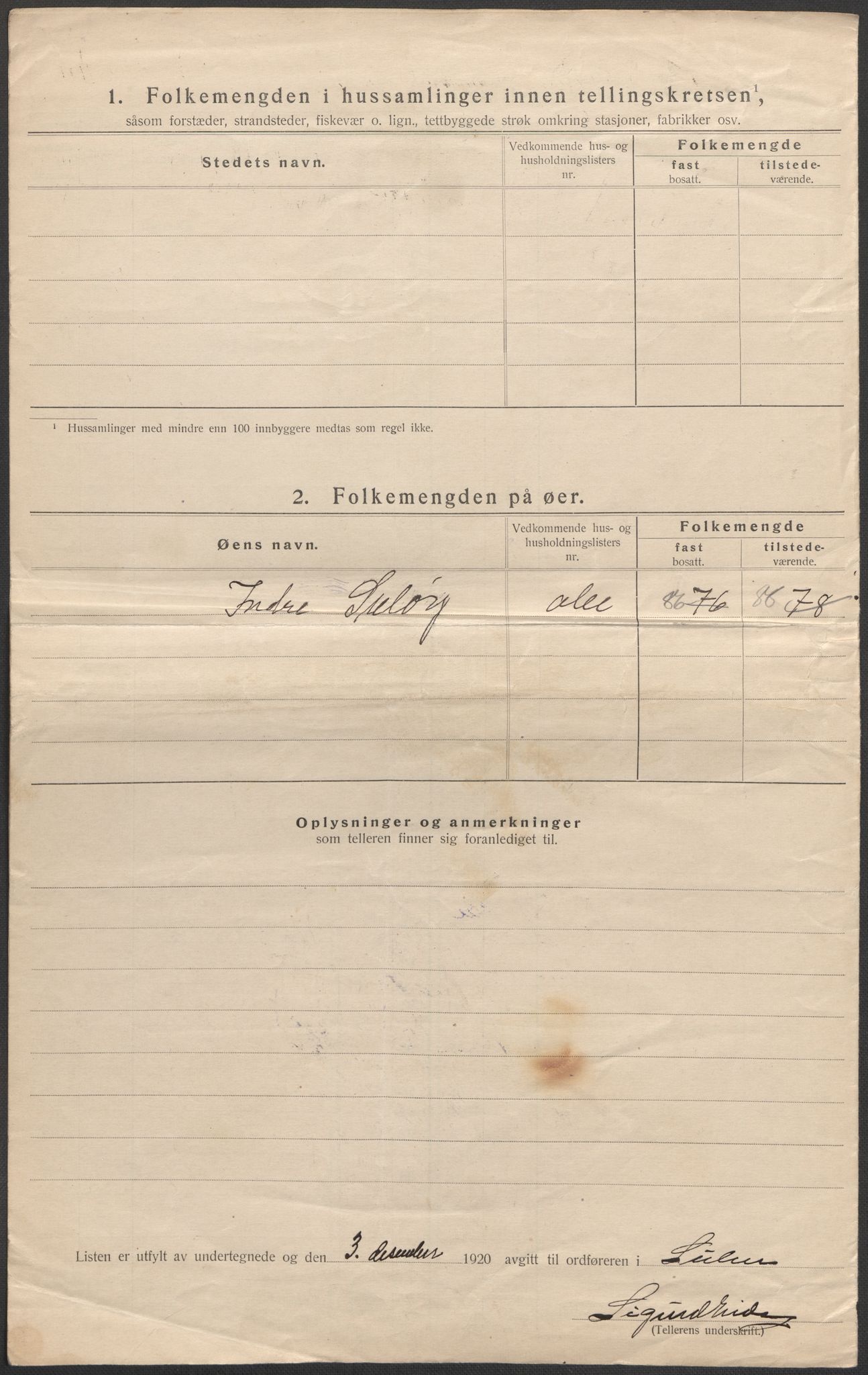 SAB, 1920 census for Solund, 1920, p. 31