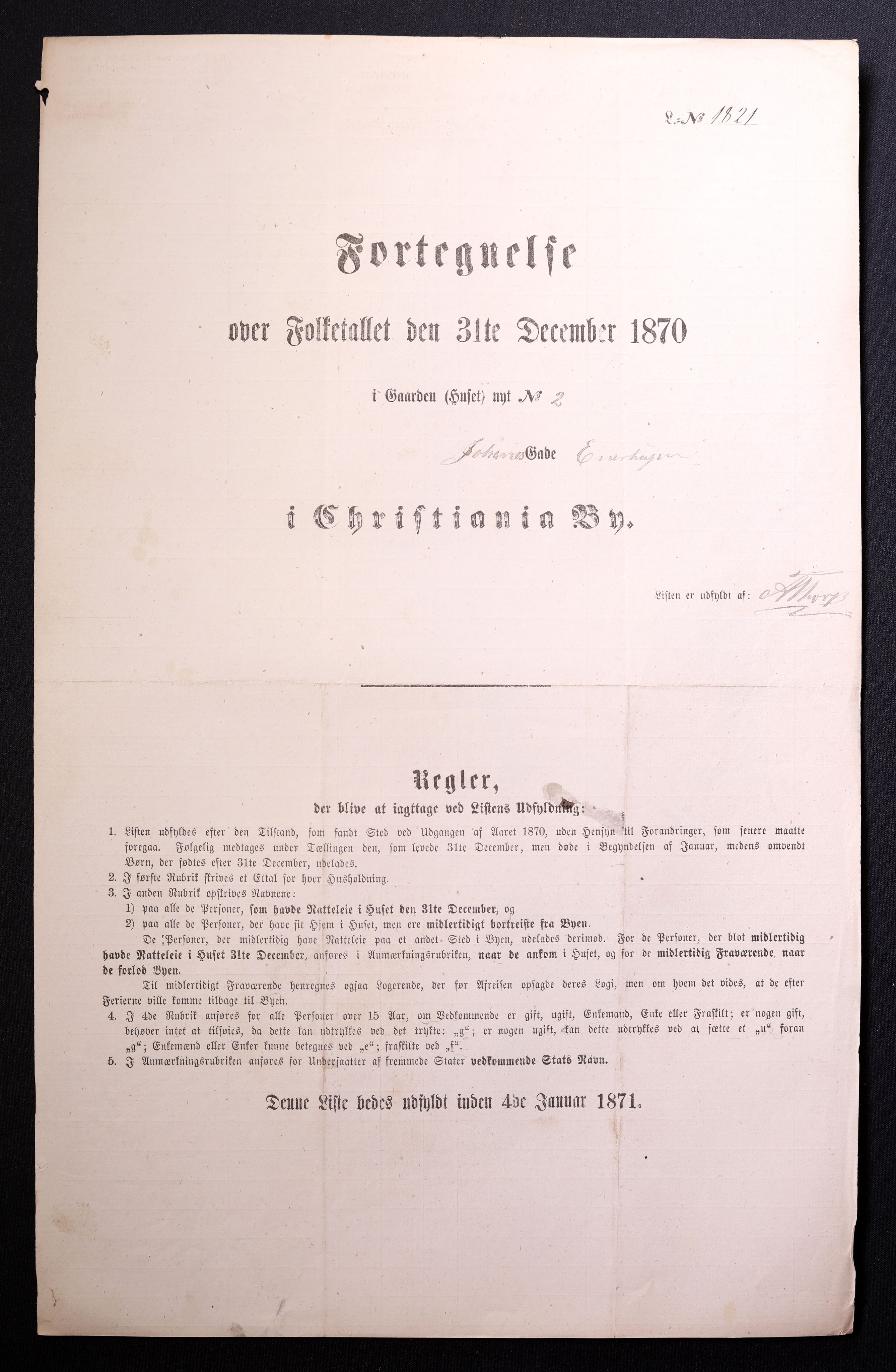 RA, 1870 census for 0301 Kristiania, 1870, p. 1373