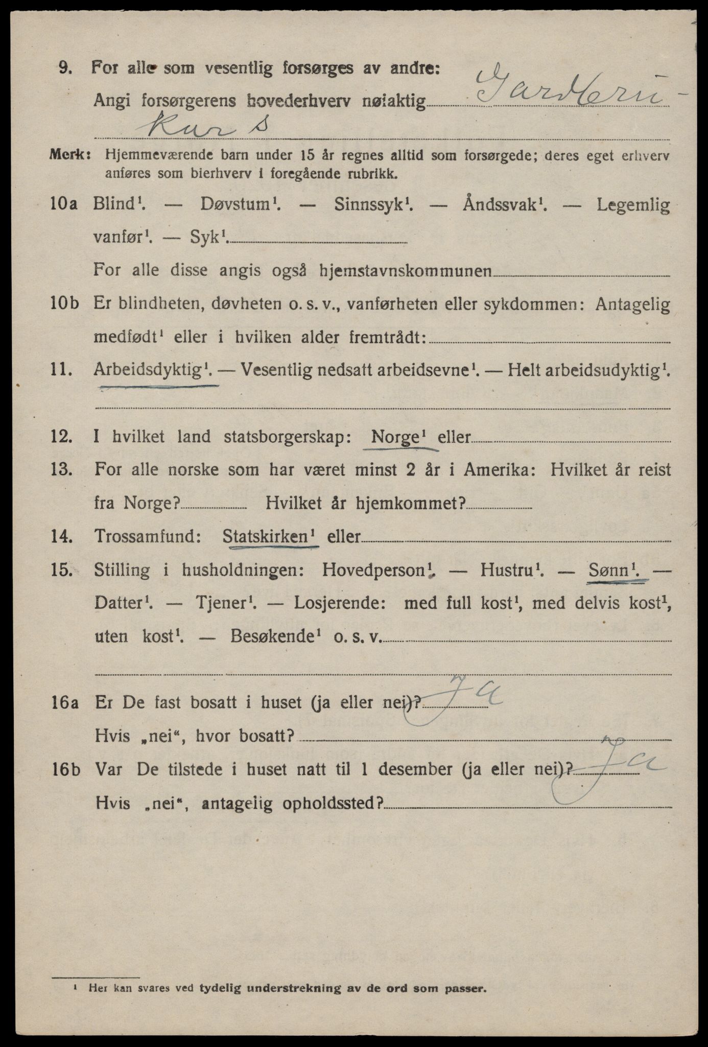 SAST, 1920 census for Nedstrand, 1920, p. 2404