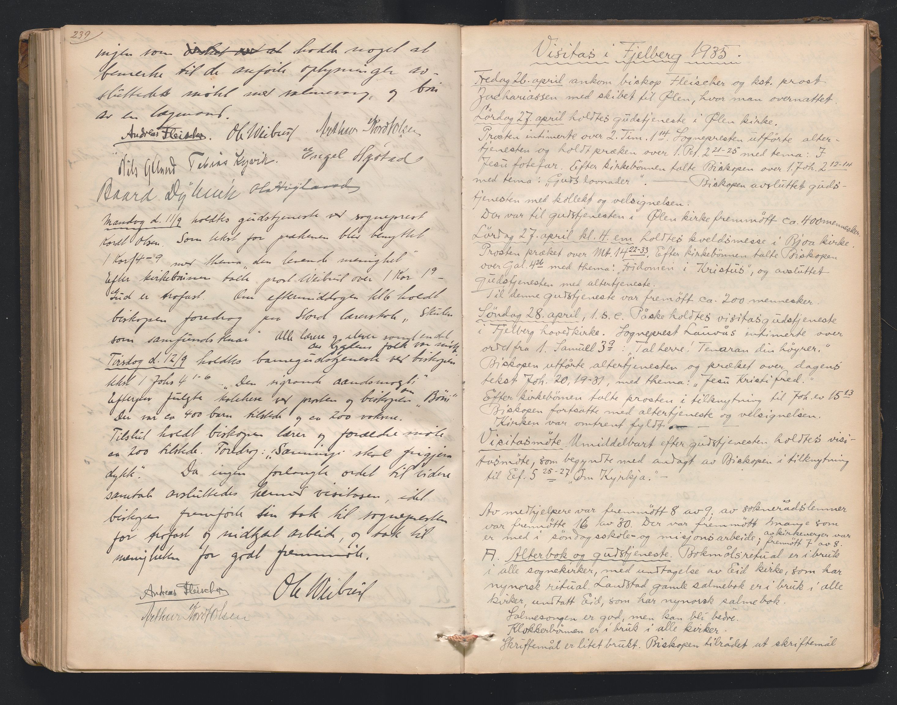 Nordre Sunnhordland prosti, AV/SAB-A-99912/F/L0001: Visitasprotokoll , 1860-1959, p. 239