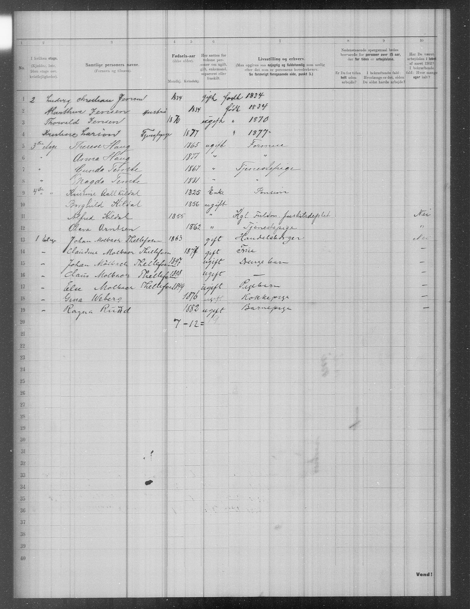 OBA, Municipal Census 1902 for Kristiania, 1902, p. 1804