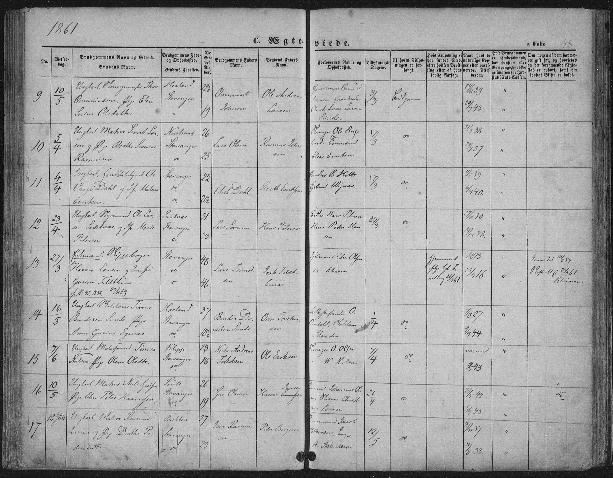 Domkirken sokneprestkontor, SAST/A-101812/001/30/30BA/L0019: Parish register (official) no. A 18, 1857-1877, p. 48
