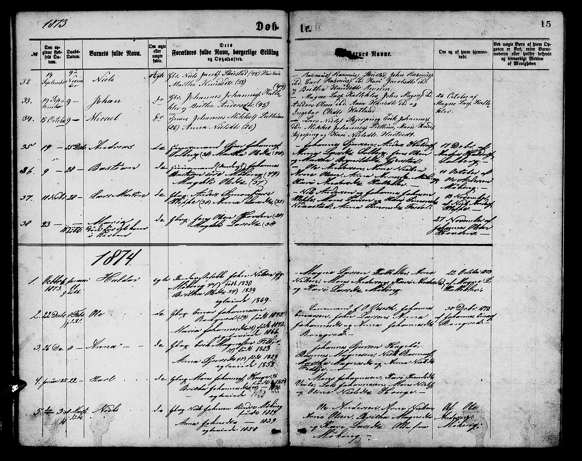 Haus sokneprestembete, SAB/A-75601/H/Hab: Parish register (copy) no. C 1, 1869-1878, p. 15
