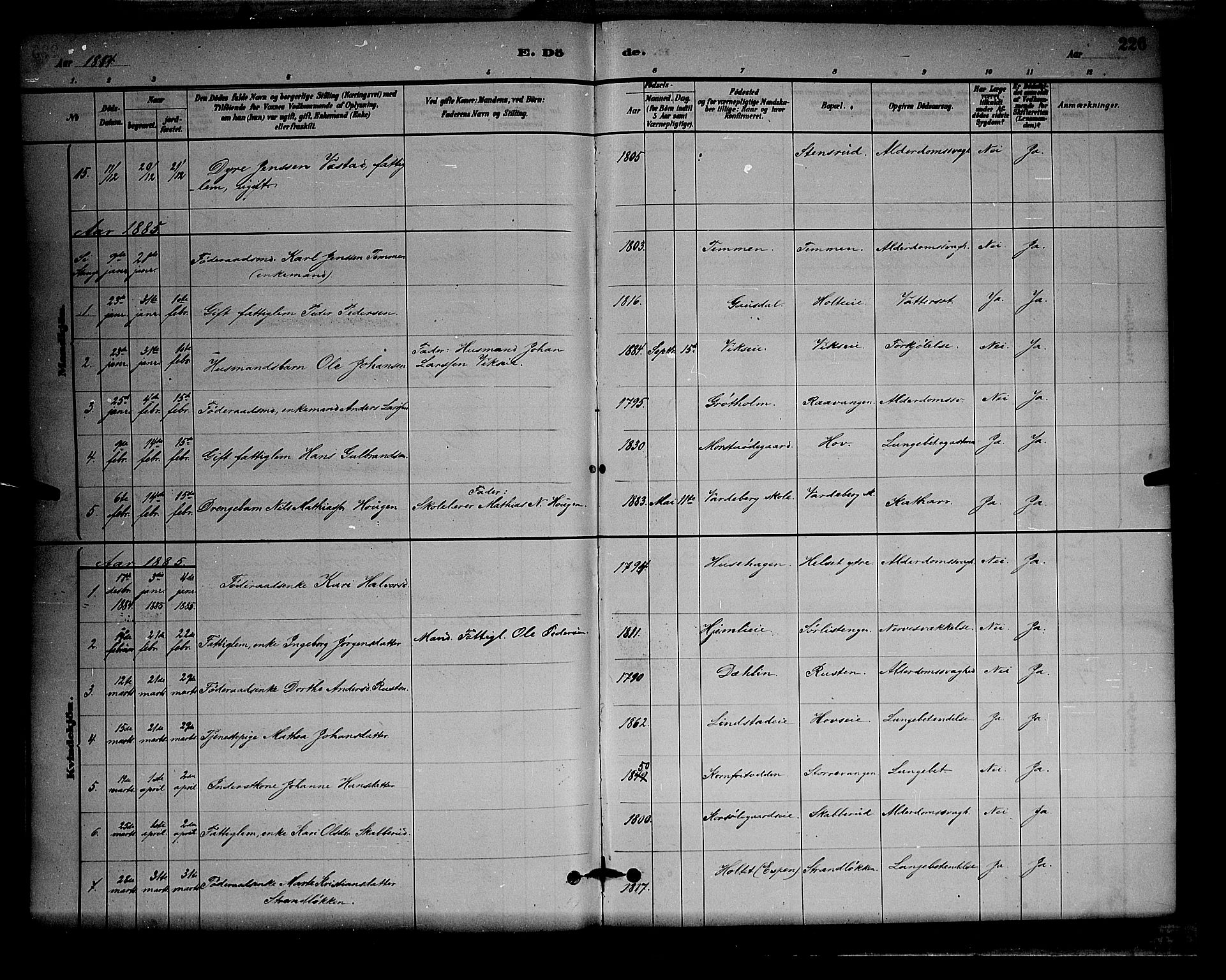 Stange prestekontor, SAH/PREST-002/L/L0008: Parish register (copy) no. 8, 1882-1895, p. 226