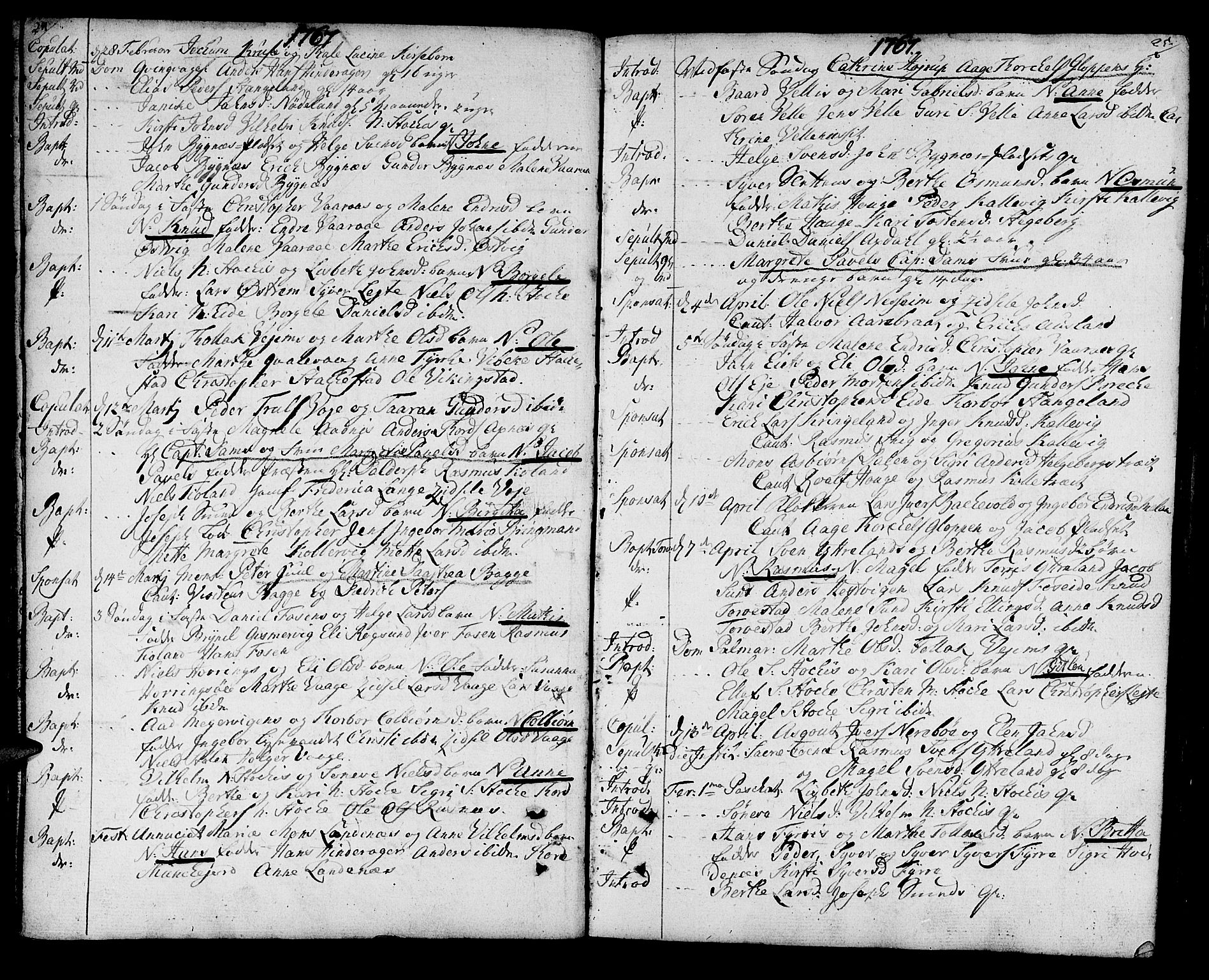 Avaldsnes sokneprestkontor, AV/SAST-A -101851/H/Ha/Haa/L0002: Parish register (official) no. A 2, 1765-1800, p. 24-25