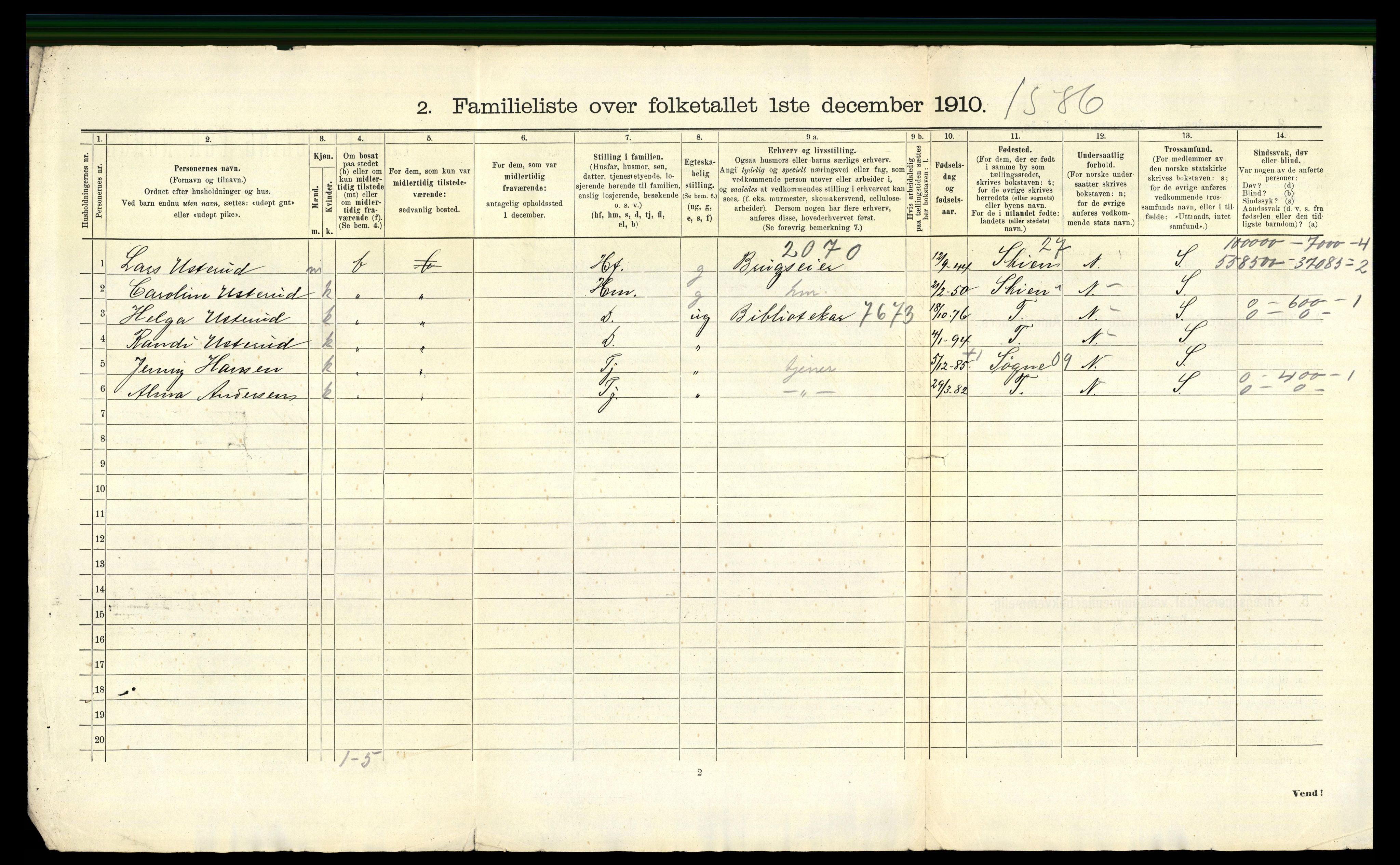 RA, 1910 census for Kristiansand, 1910, p. 7663