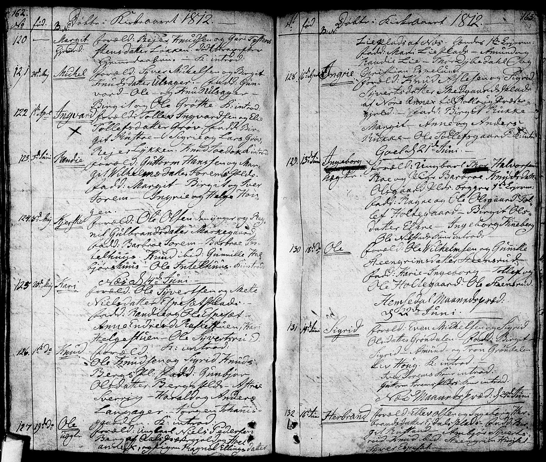 Nes kirkebøker, AV/SAKO-A-236/F/Fa/L0006: Parish register (official) no. 6, 1808-1814, p. 162-163