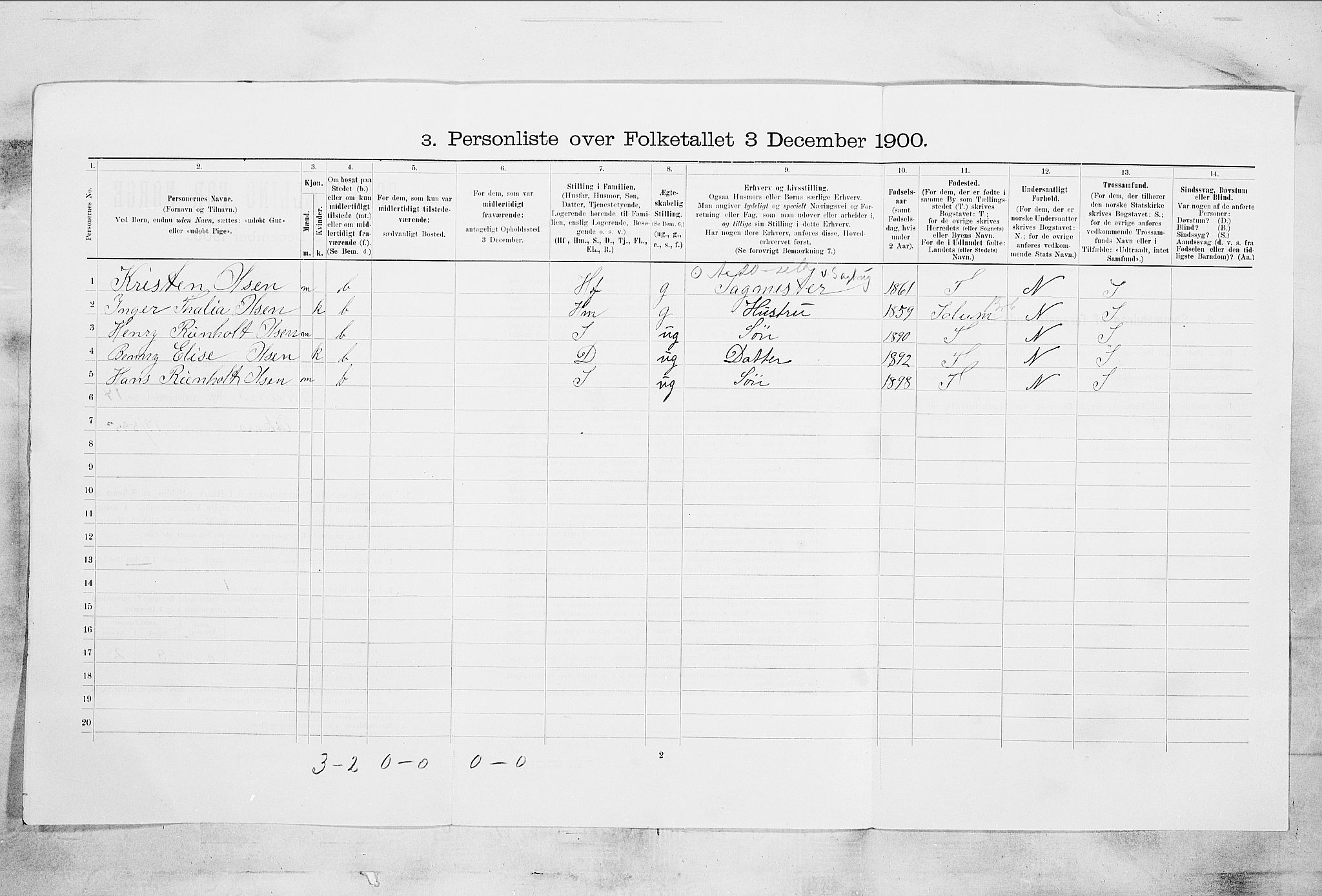 SAKO, 1900 census for Skien, 1900, p. 2351