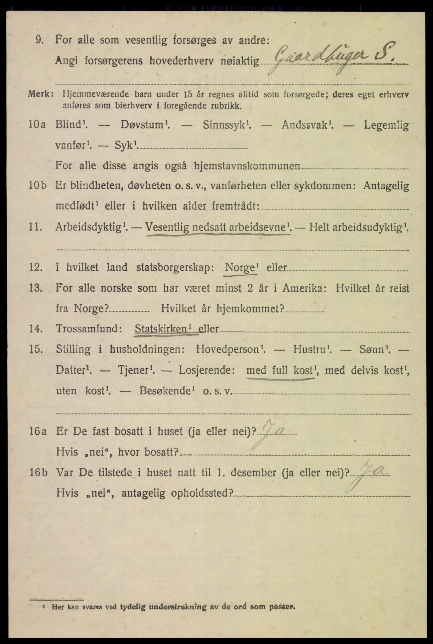 SAK, 1920 census for Gyland, 1920, p. 2415