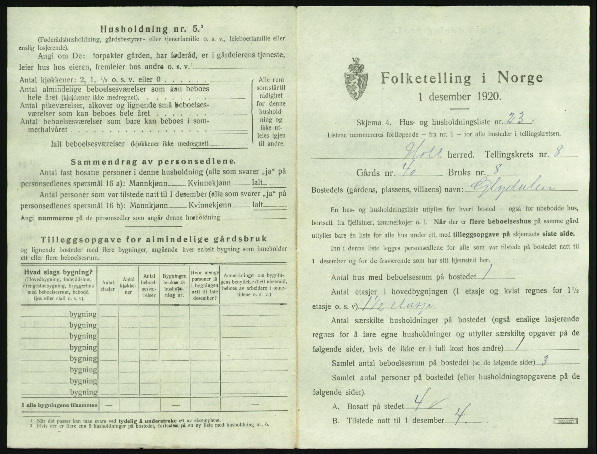 SAK, 1920 census for Holt, 1920, p. 770