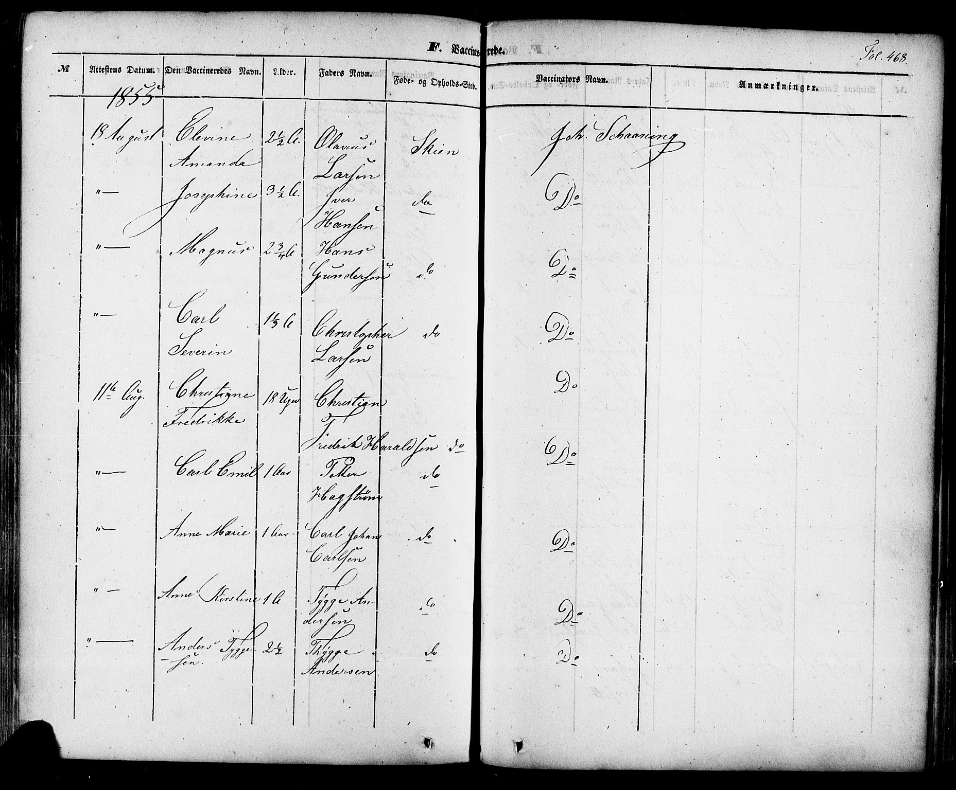 Skien kirkebøker, SAKO/A-302/F/Fa/L0006a: Parish register (official) no. 6A, 1843-1856, p. 468