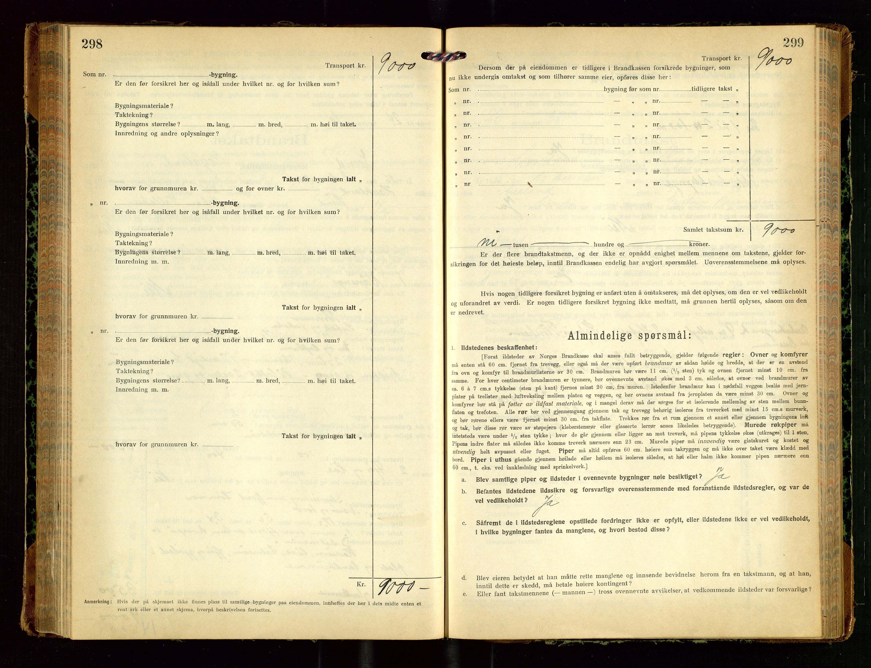 Lund lensmannskontor, SAST/A-100303/Gob/L0004: "Brandtakstprotokol", 1921-1929, p. 298-299