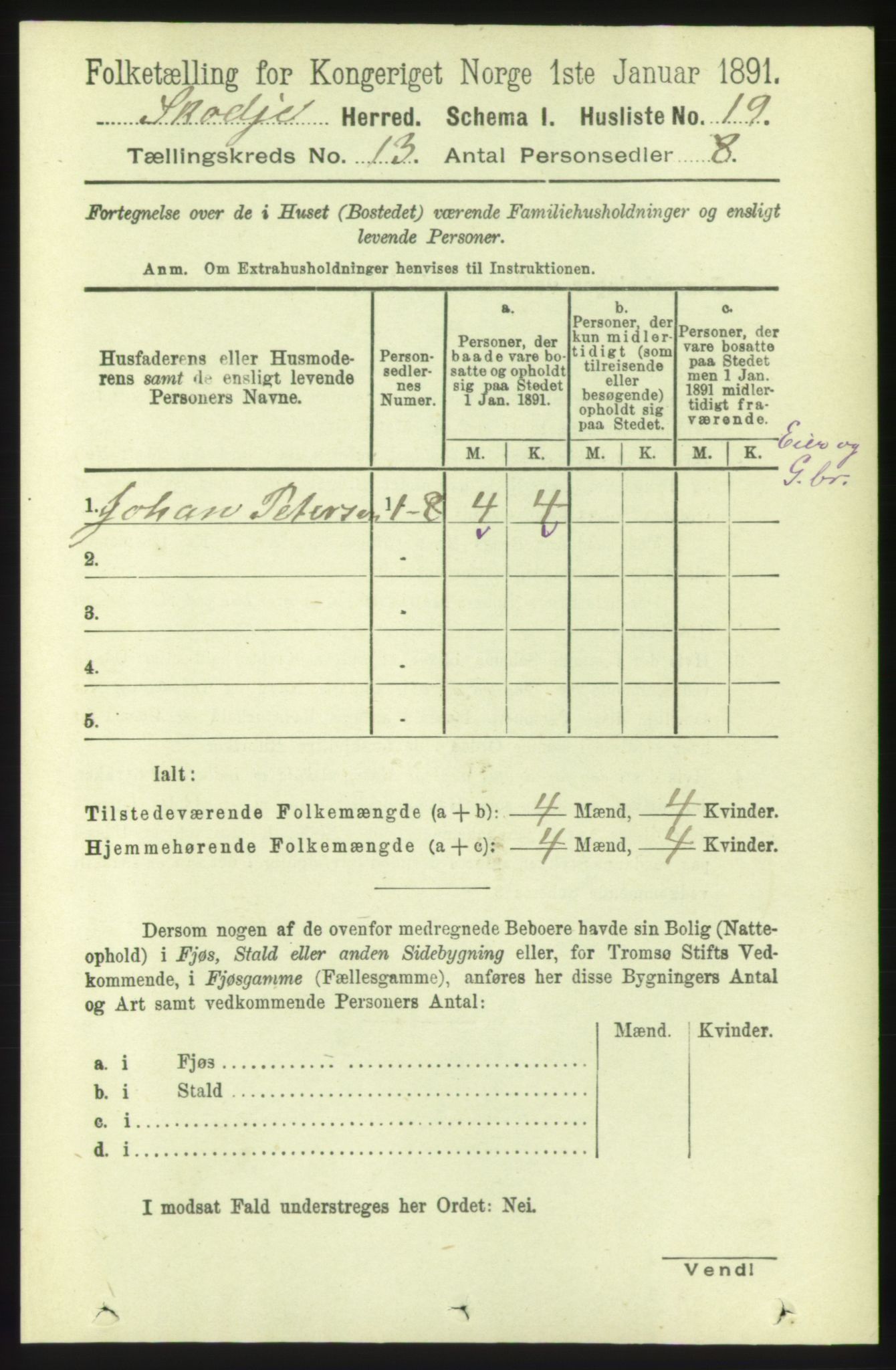 RA, 1891 census for 1529 Skodje, 1891, p. 2813